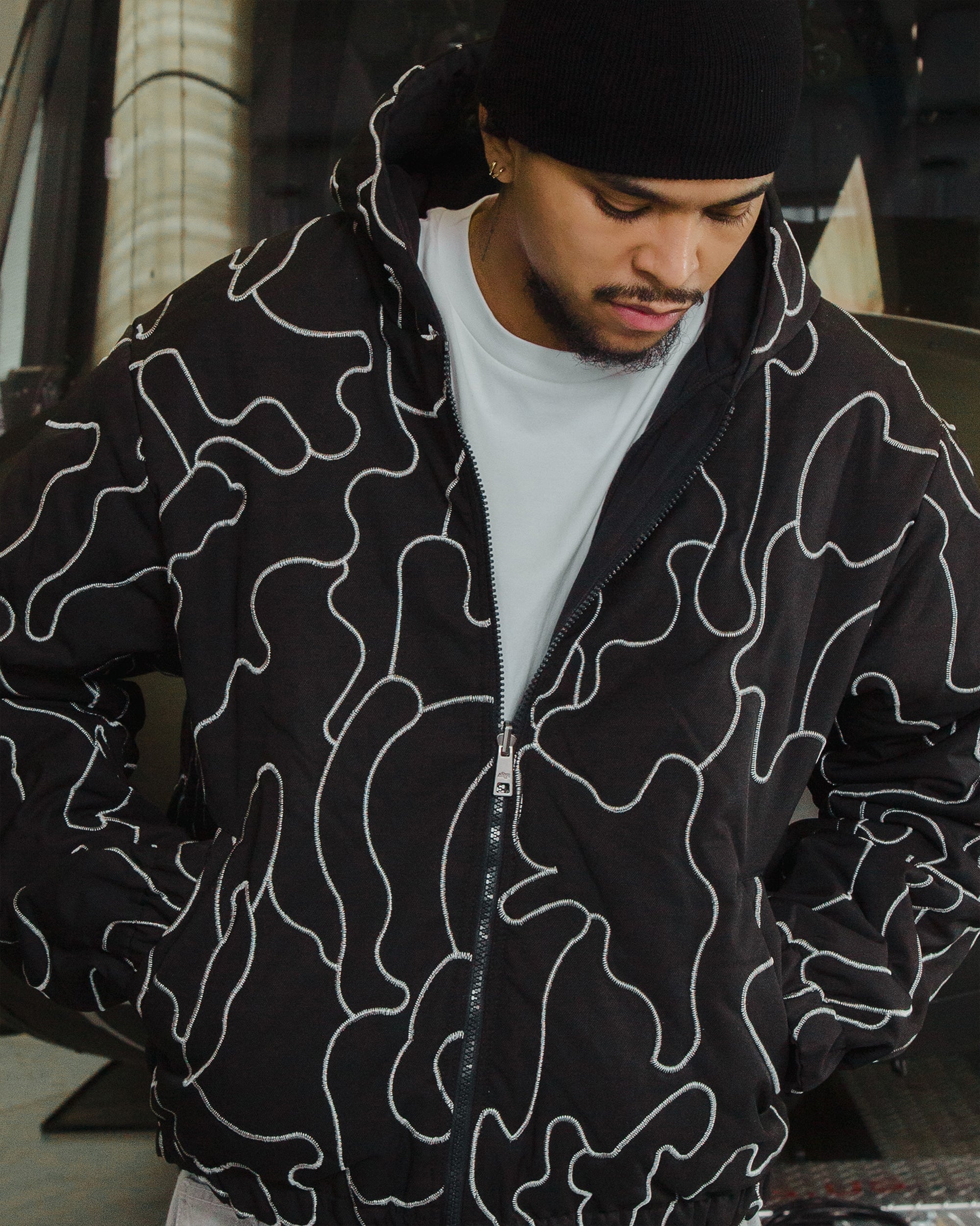 STORM REVERSIBLE STUDDED JACKET - BLACK CAMO