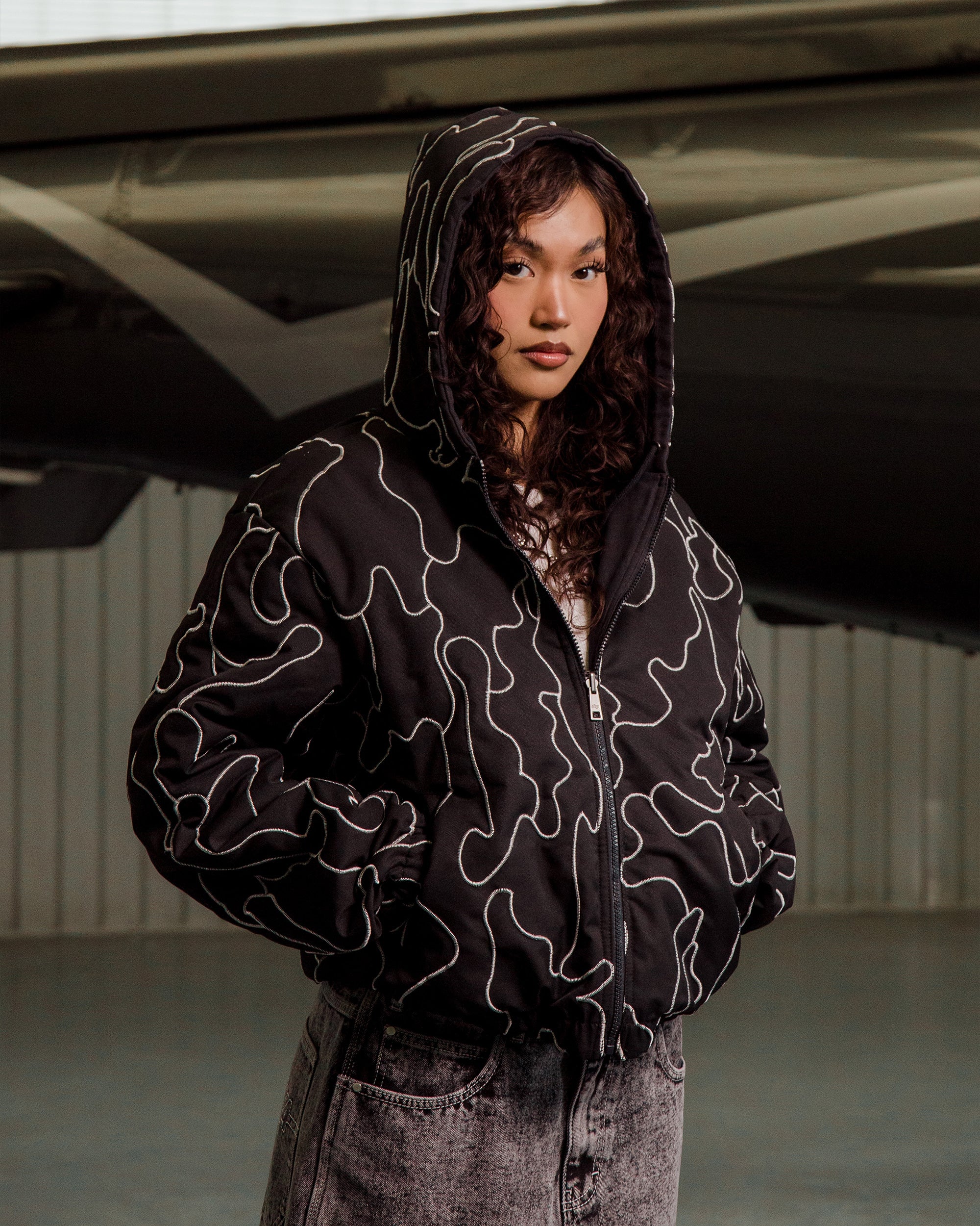 STORM REVERSIBLE STUDDED JACKET - BLACK CAMO