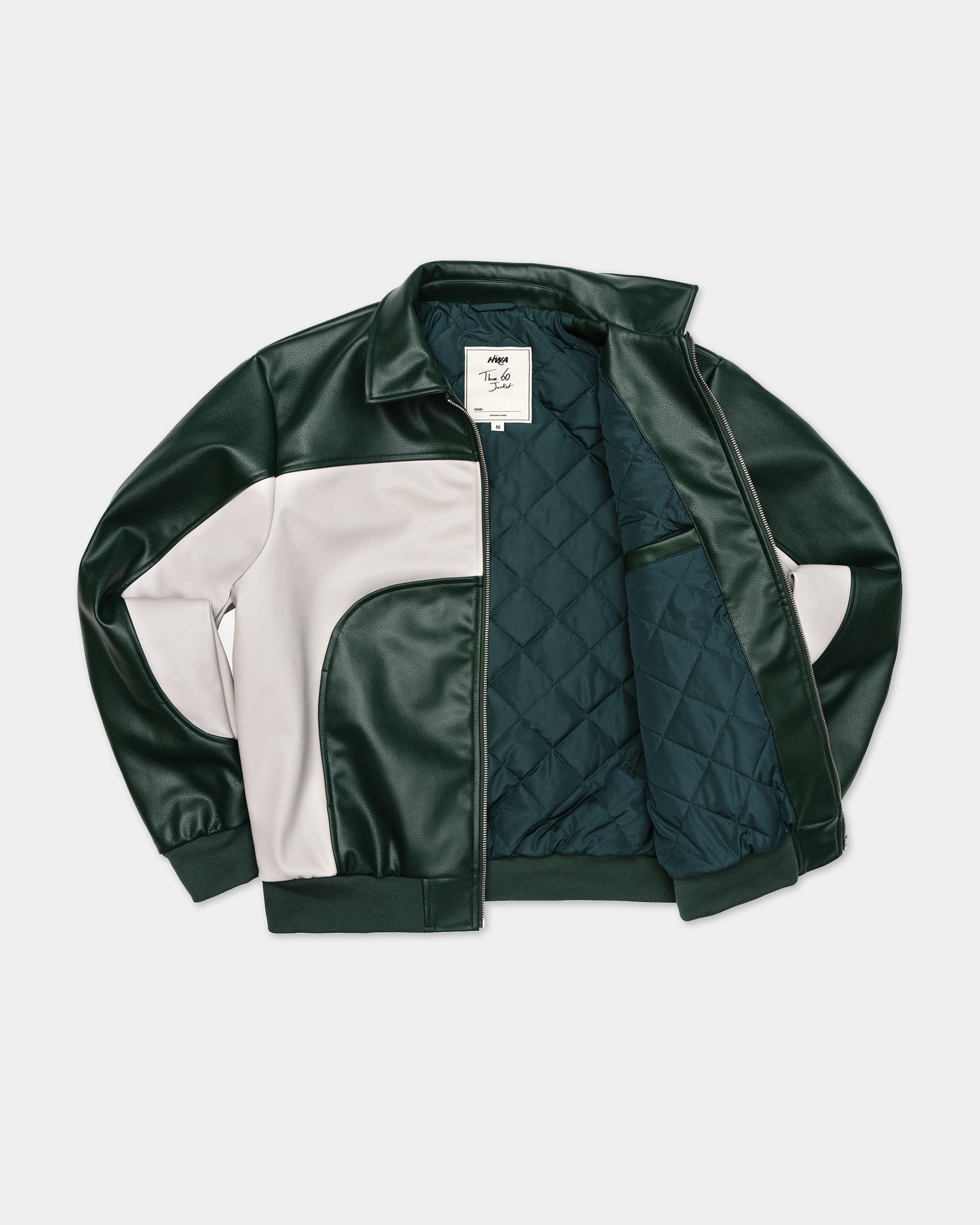Three 60 Green Leather Varsity Jacket - Men's Premium Jacket