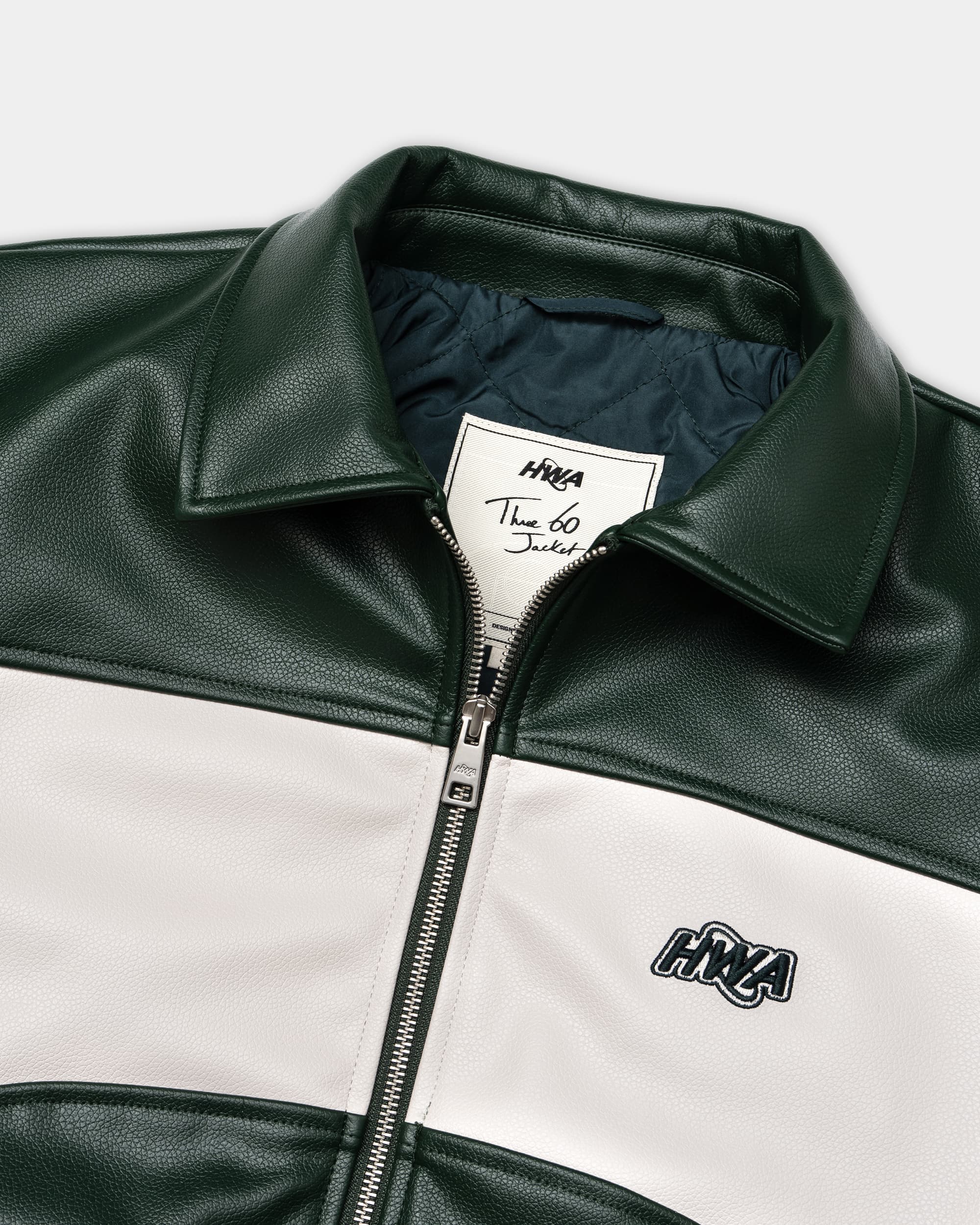 Veste en cuir Three 60 Verte zoom front