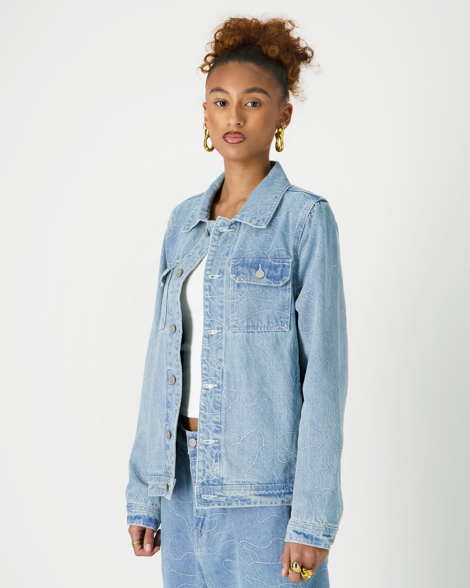 CAMO DENIM JACKET - WASHED INDIGO