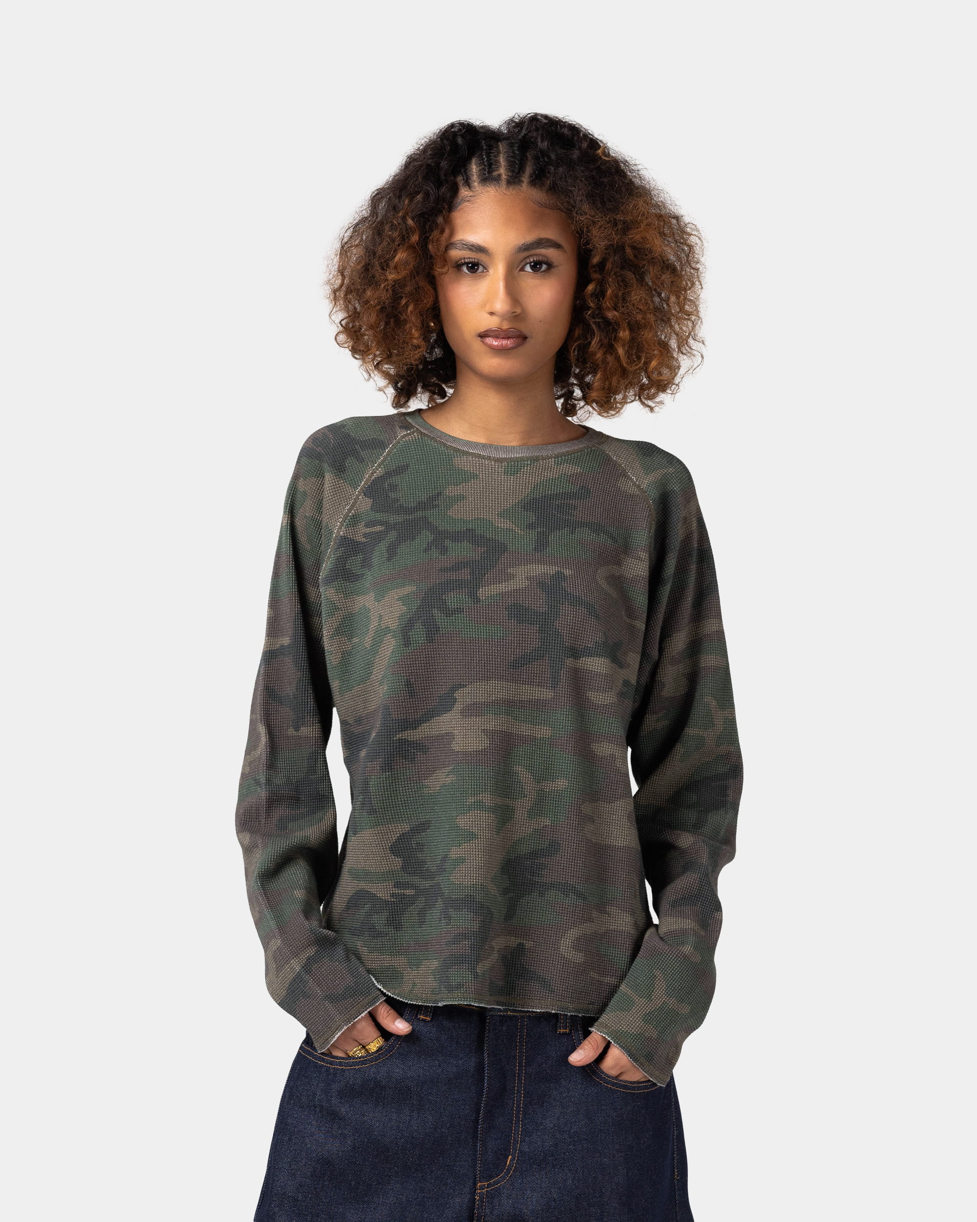 Camo Long Sleeve Thermal T-Shirt - Premium Waffle Knit | Human