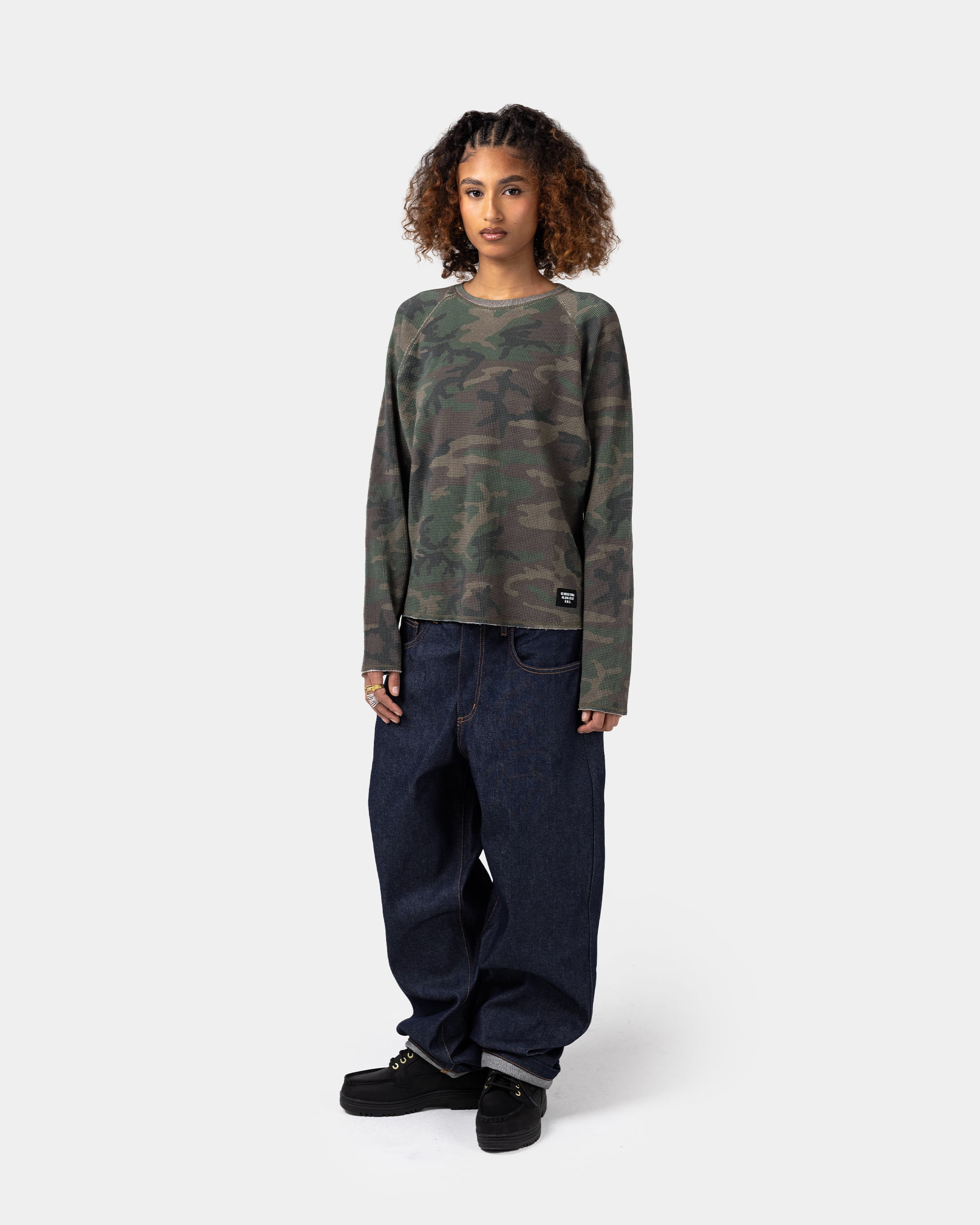 Camo Long Sleeve Thermal T-Shirt - Premium Waffle Knit | Human