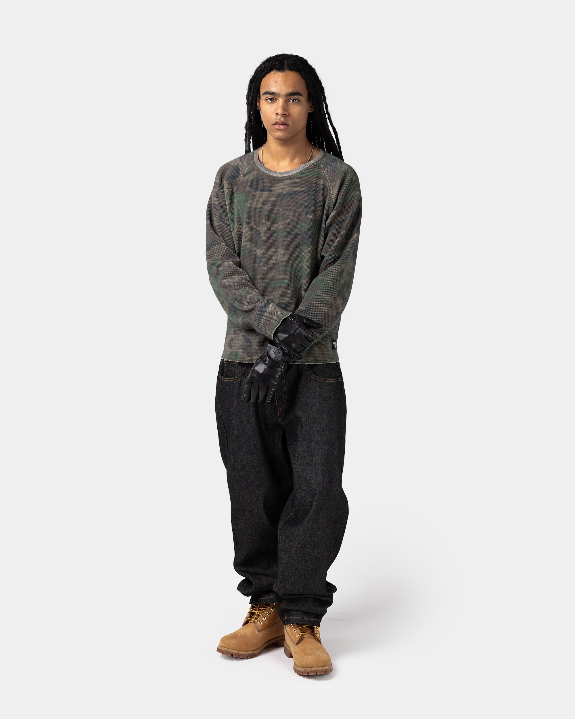 Camo Long Sleeve Thermal T-Shirt - Premium Waffle Knit | Human