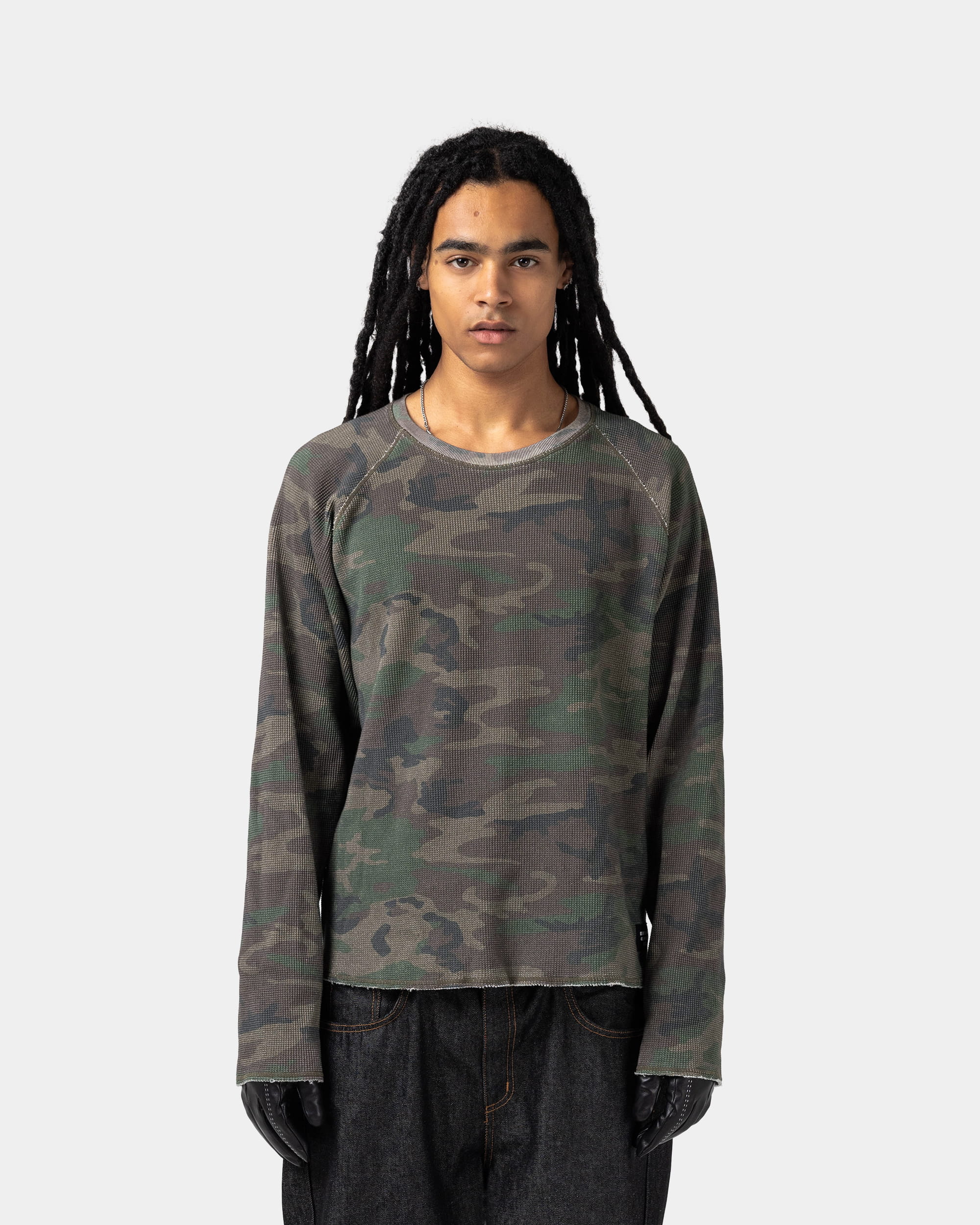 Camo Long Sleeve Thermal T-Shirt - Premium Waffle Knit | Human