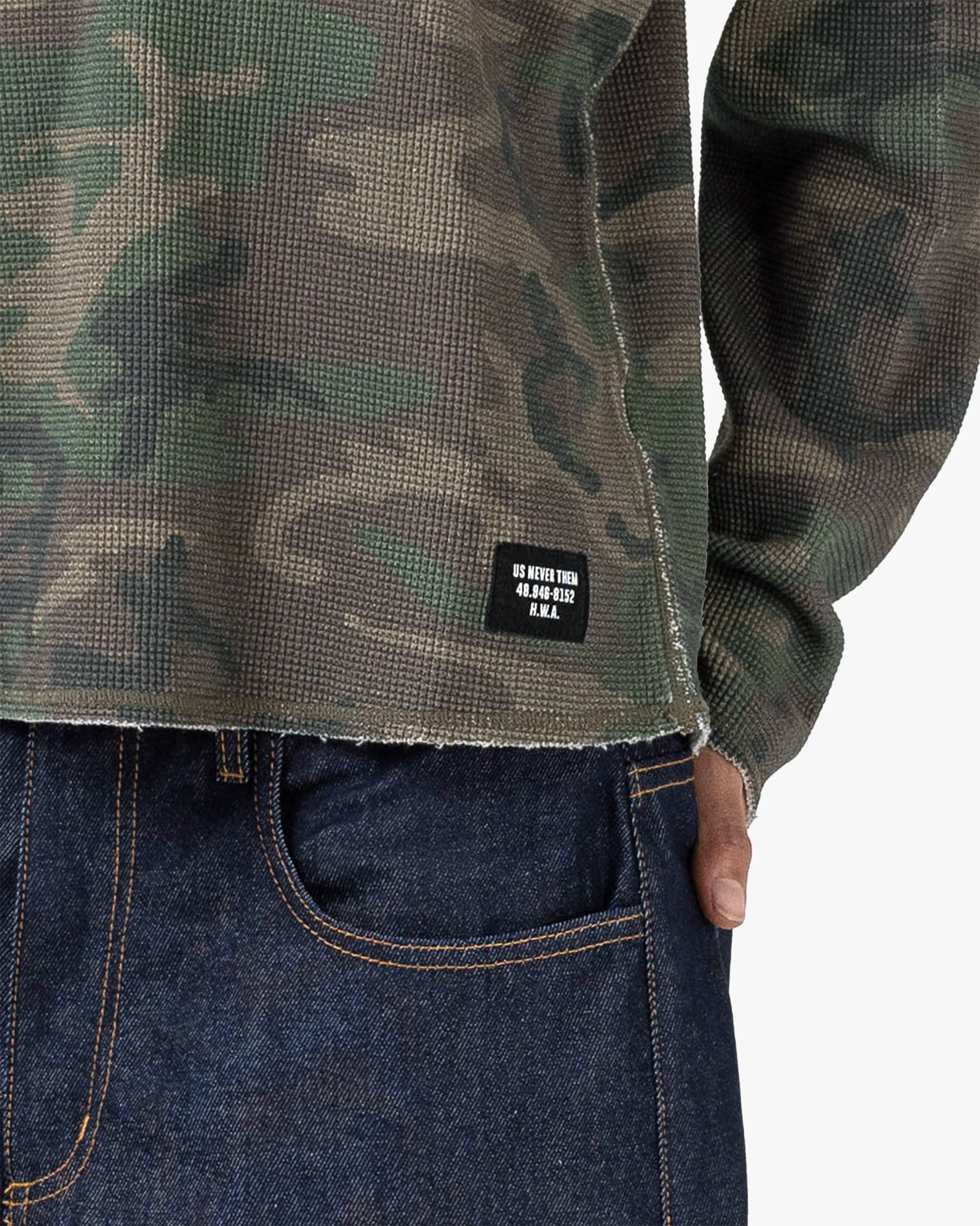 Camo Long Sleeve Thermal T-Shirt - Premium Waffle Knit | Human