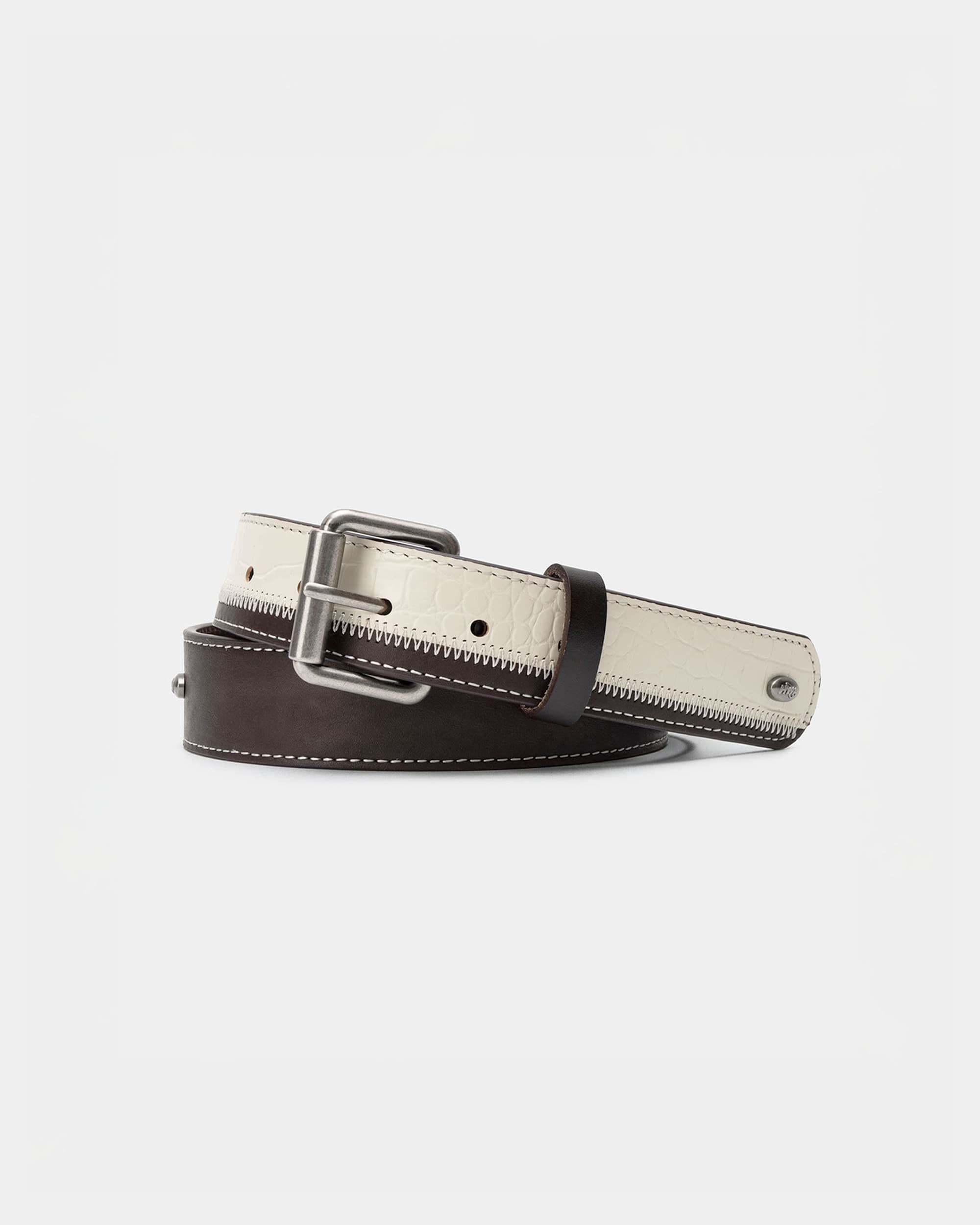 Patchwork leather belt