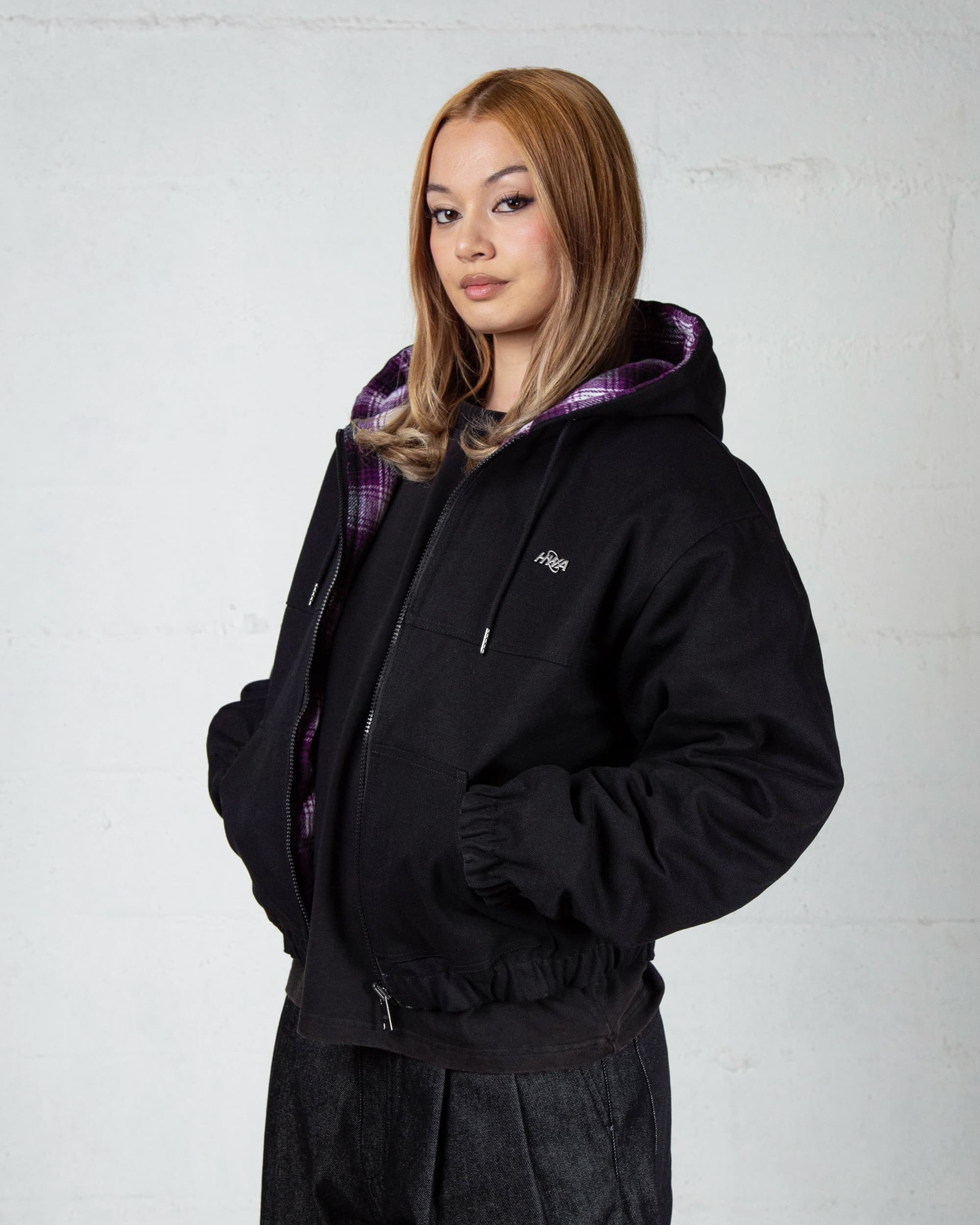 Blouson workwear à capuche réversible - Tartan