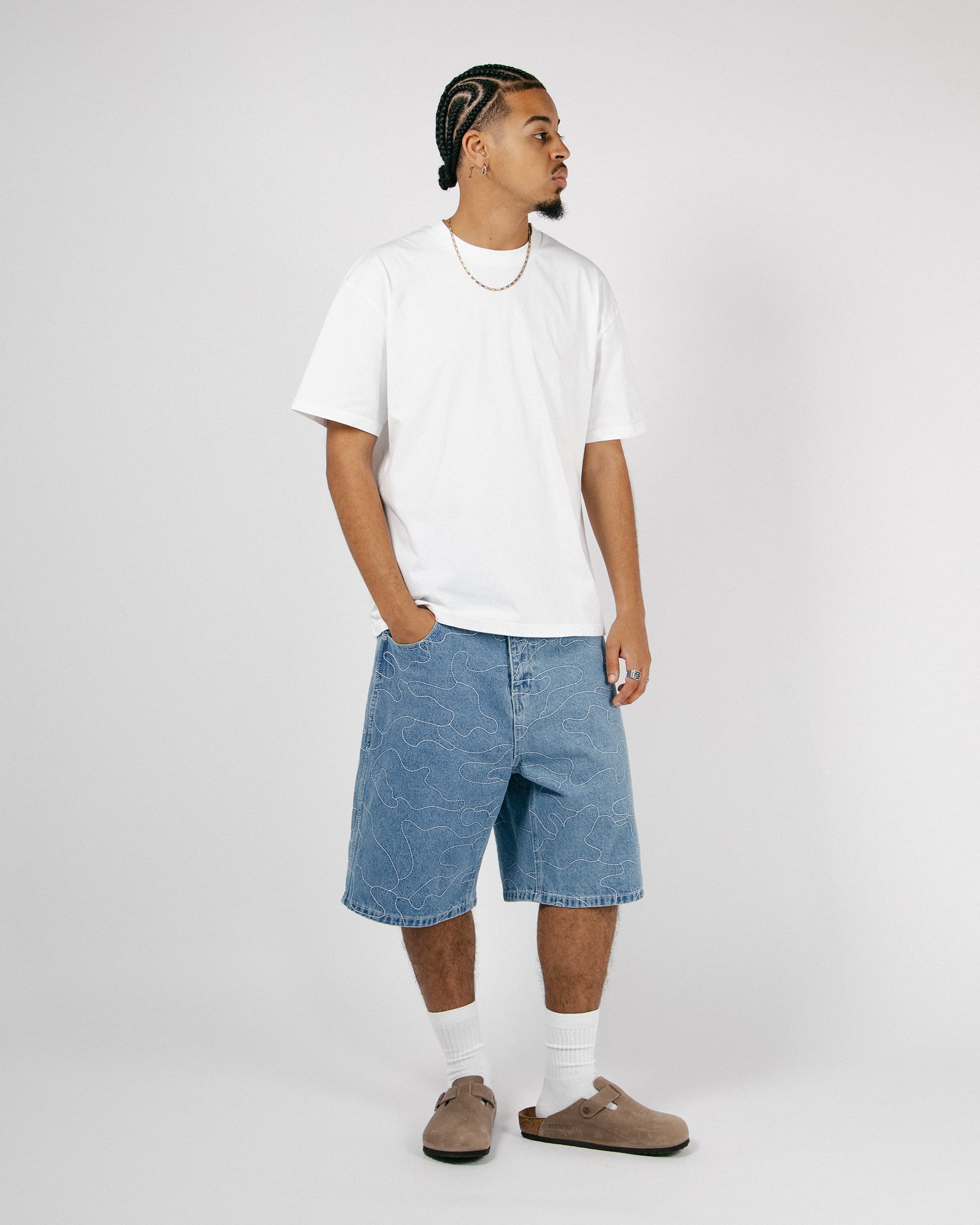 CAMO JORTS - Washed Indigo