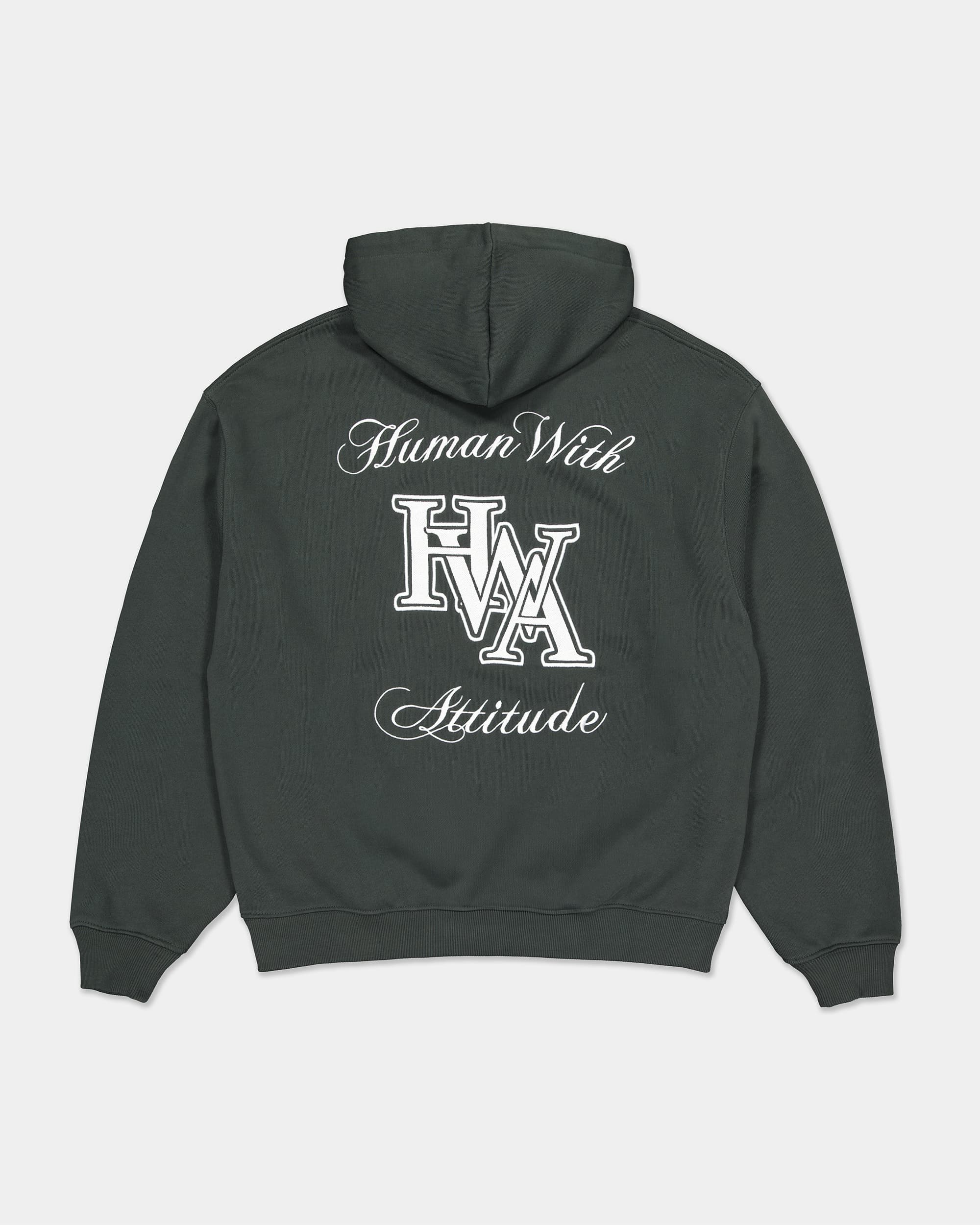 Monogram Embroidered Hoodie - Wasted Black