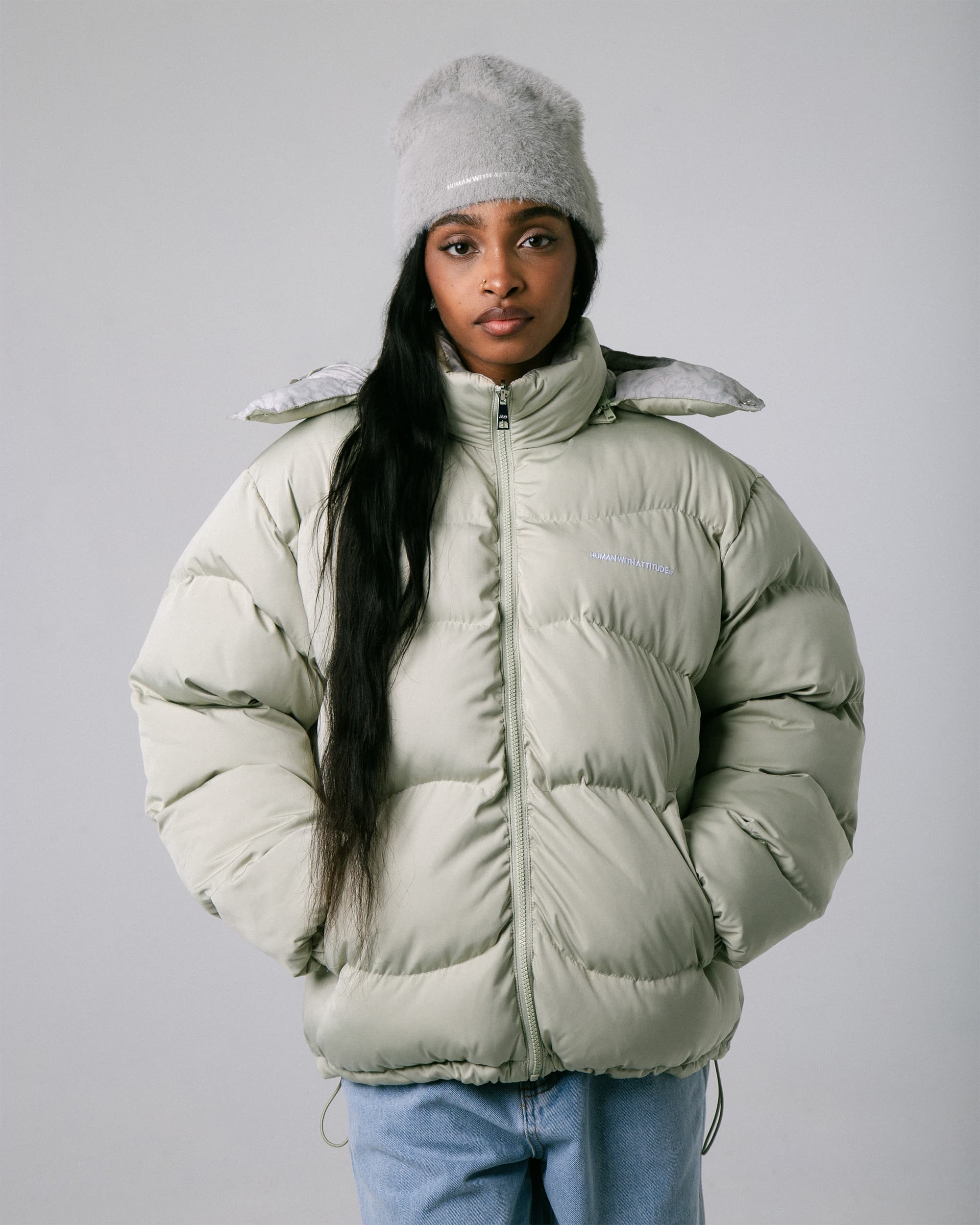 Wave Reversible Down Jacket - Greige