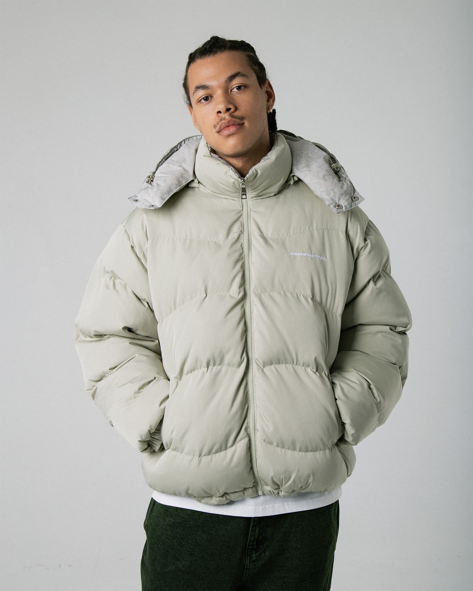 Wave Reversible Down Jacket - Greige