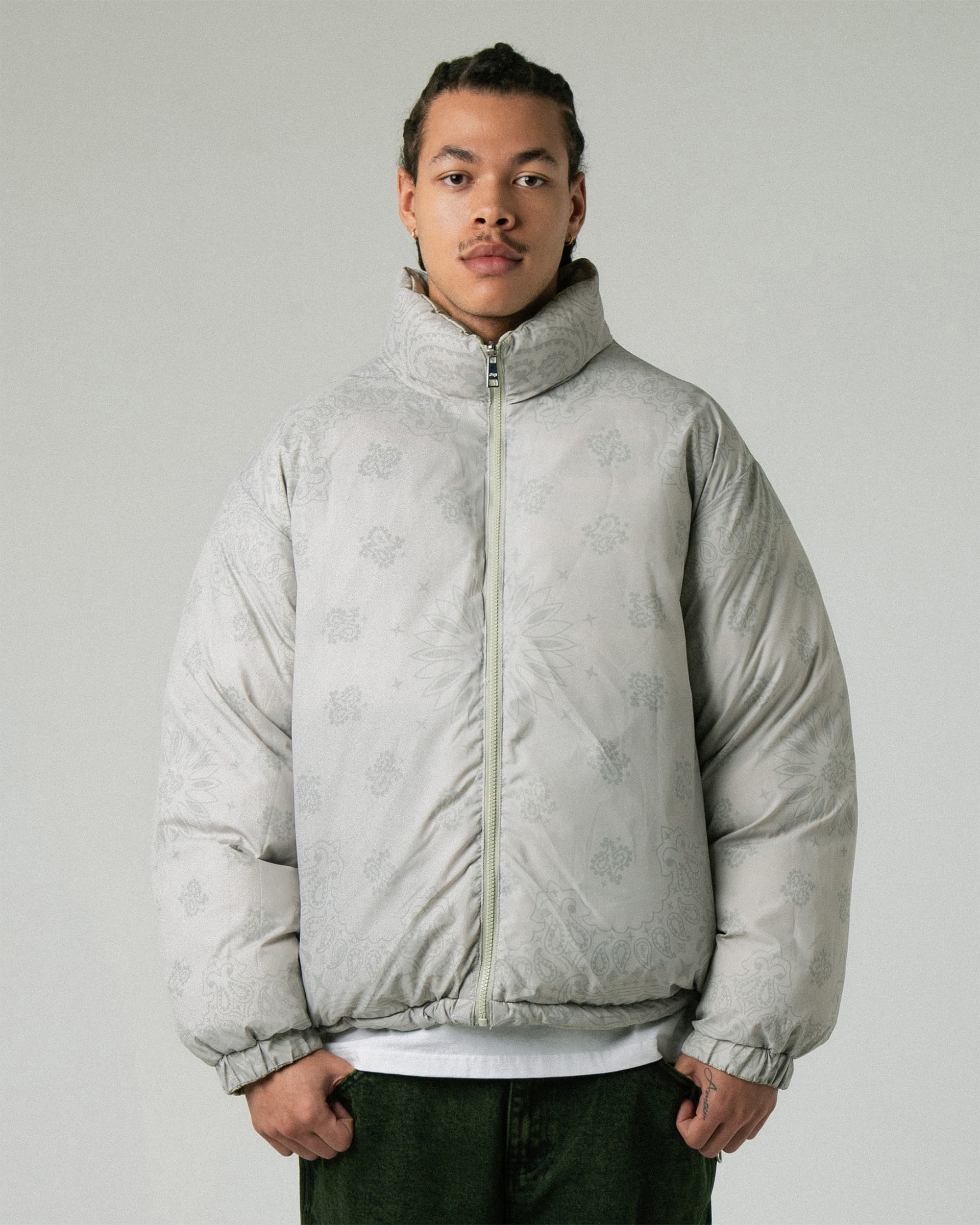 Wave Reversible Down Jacket - Greige