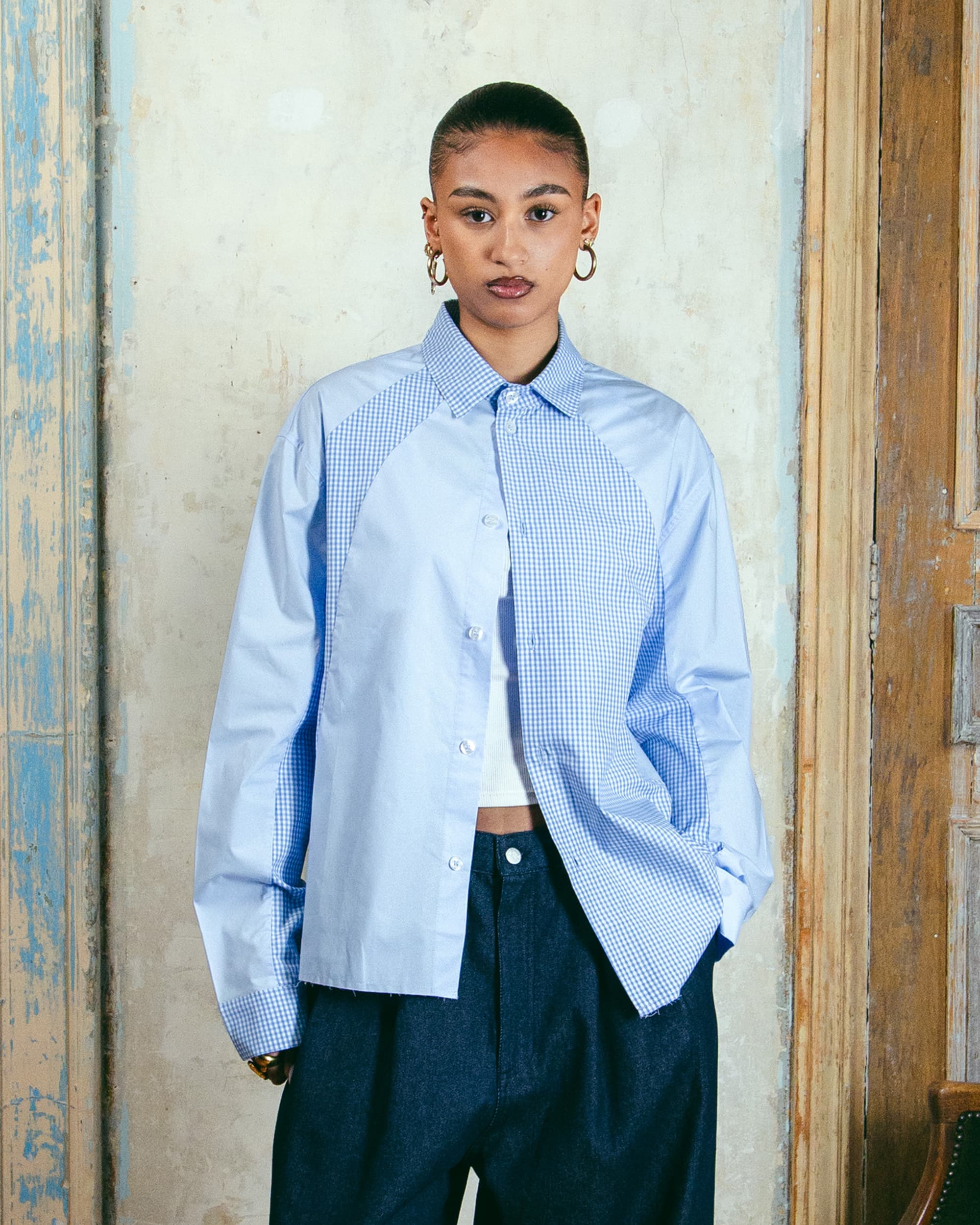 MOSAIC SHIRT - BLUE GINGHAM