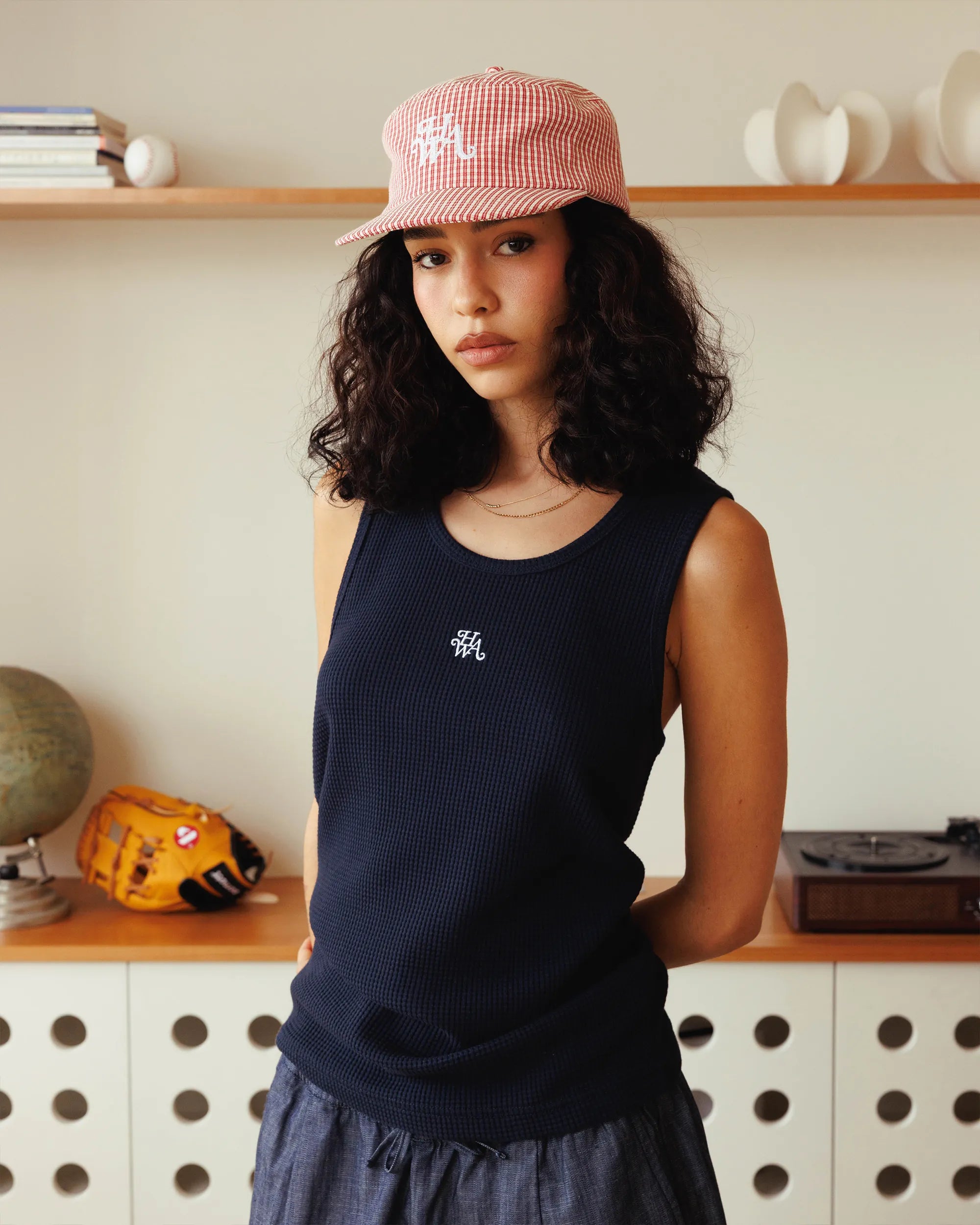Débardeur Waffle Monogram - Marine