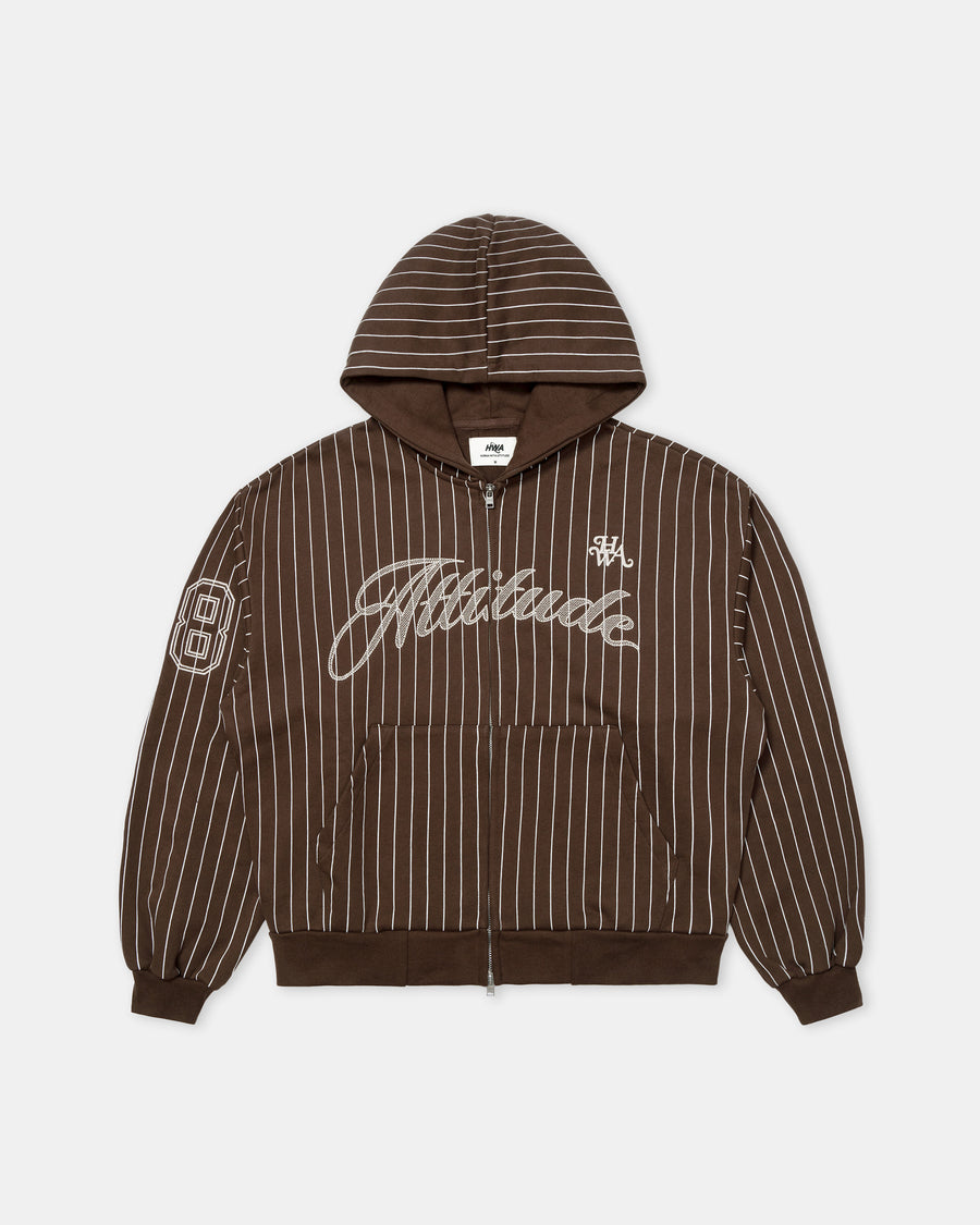 Sweat zippé à capuche Baseball - Marron