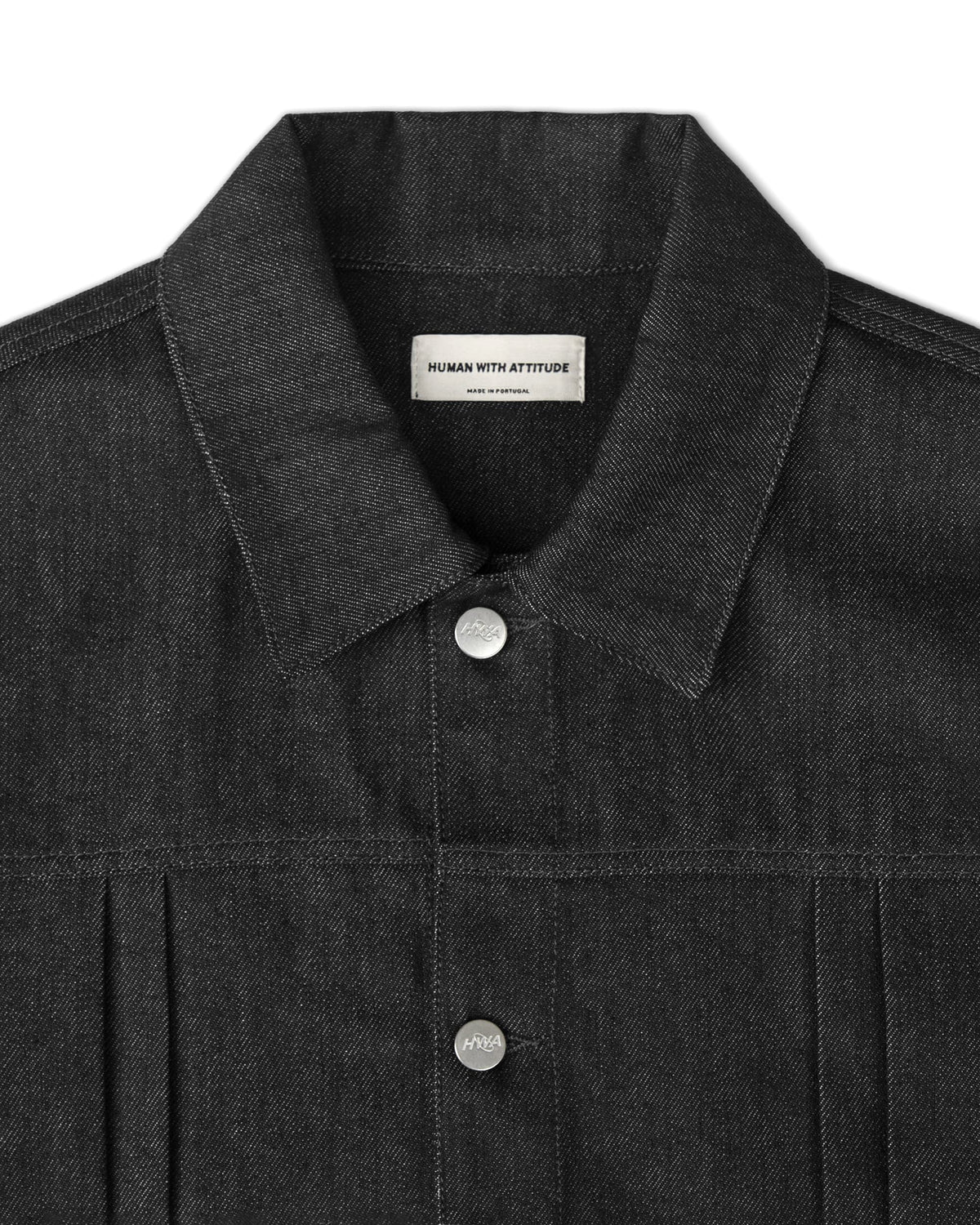 Pleated Onigiri Denim Jacket - Raw Black