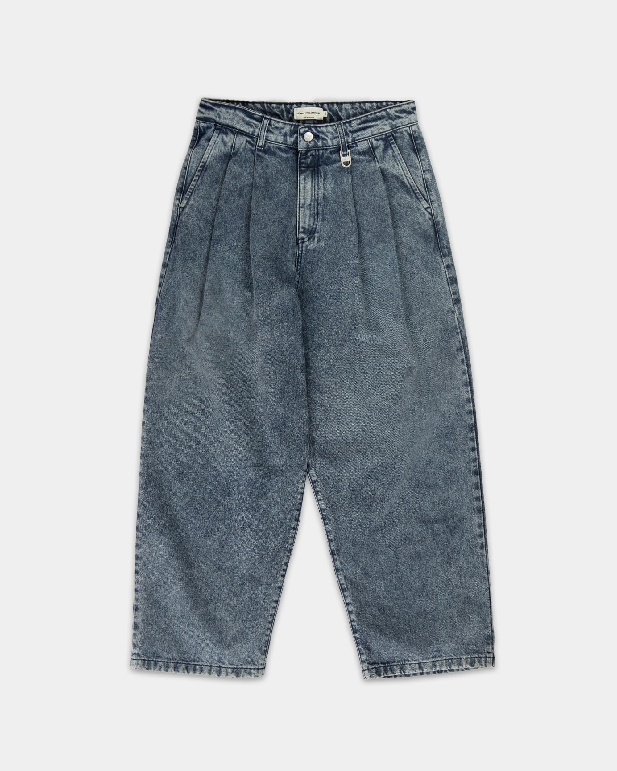Jean Pleated Onigiri - Indigo Délavé