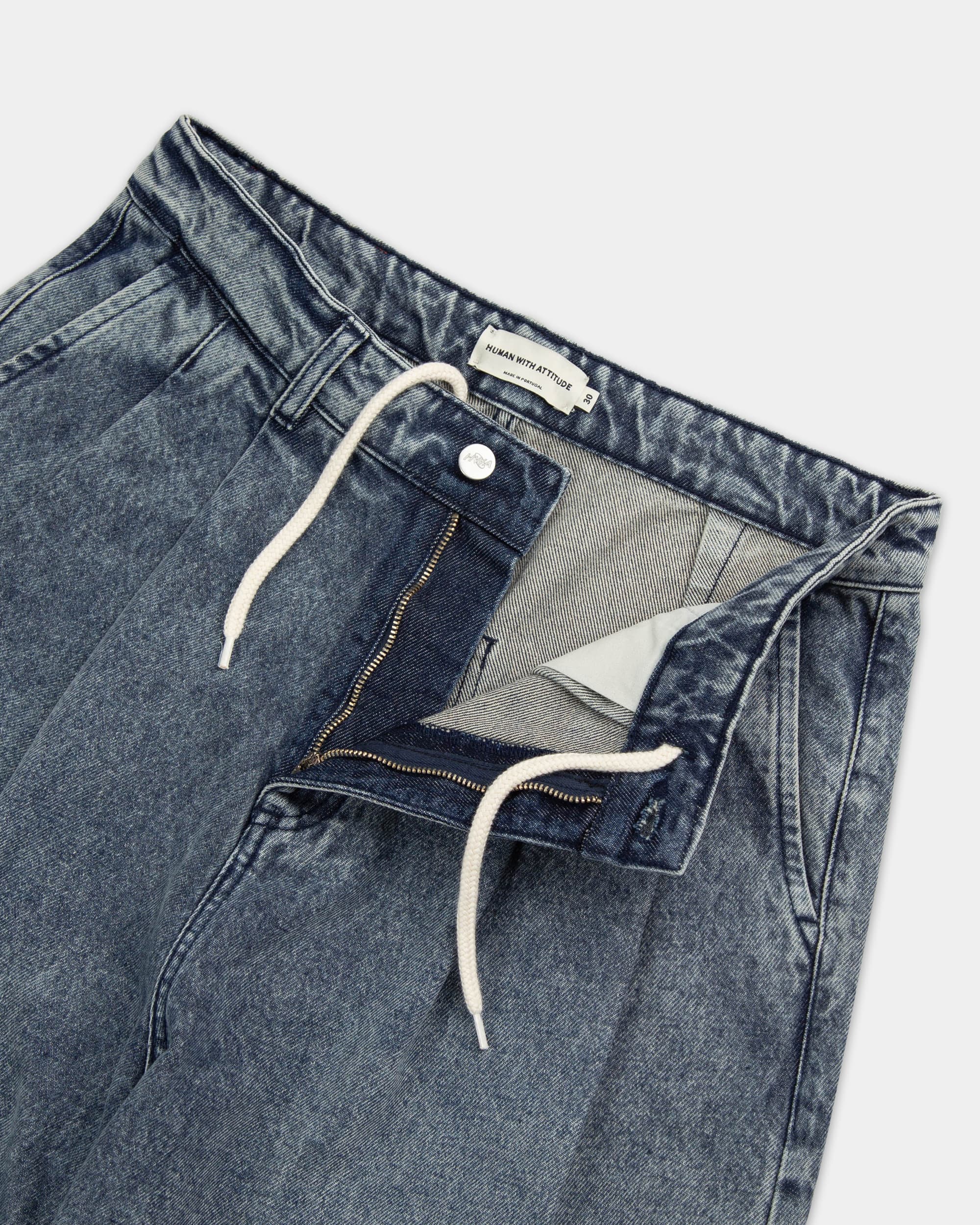 Jean Pleated Onigiri - Indigo Délavé