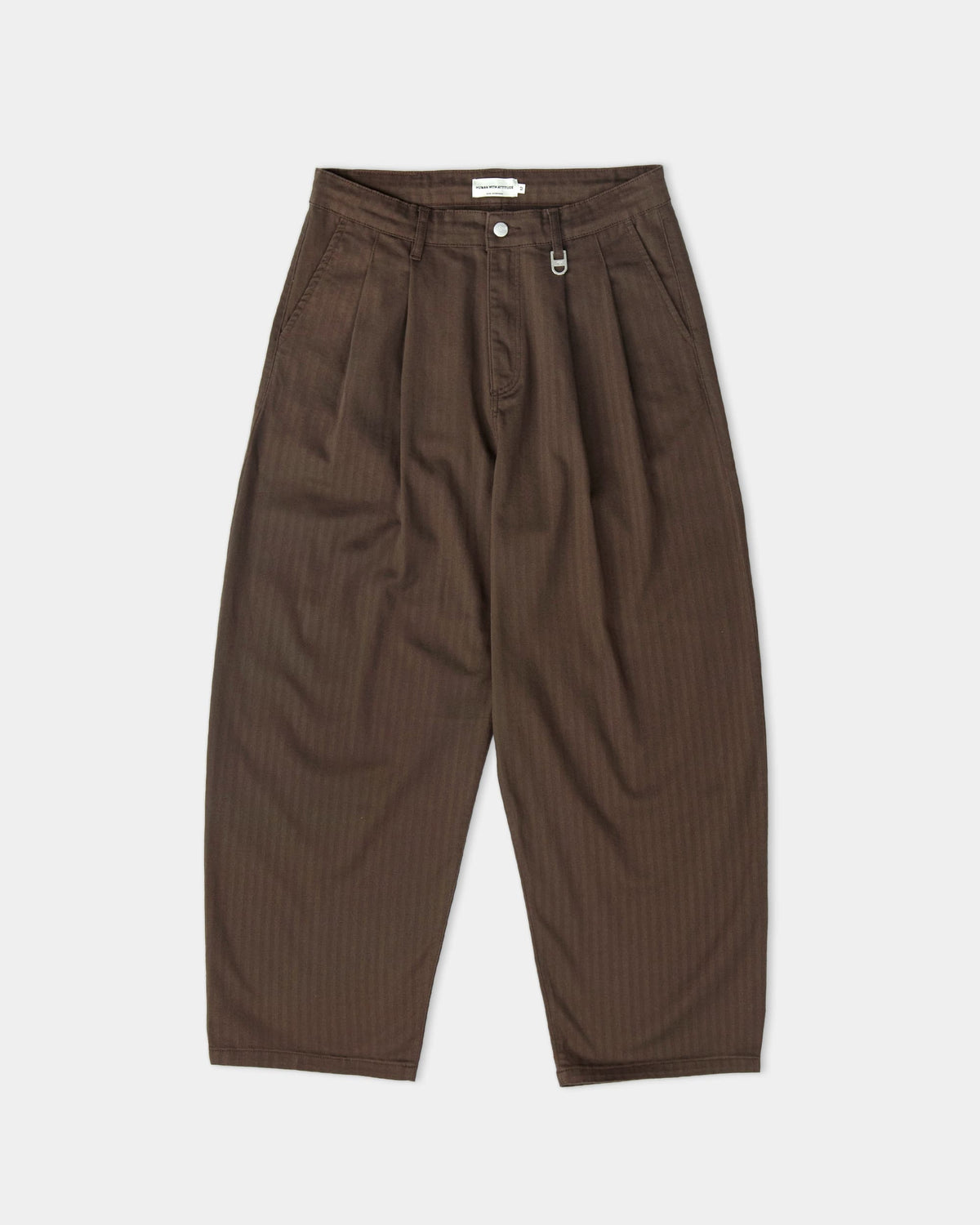 Pantalon Pleated Onigiri Herringbone Marron - Human With Attitude