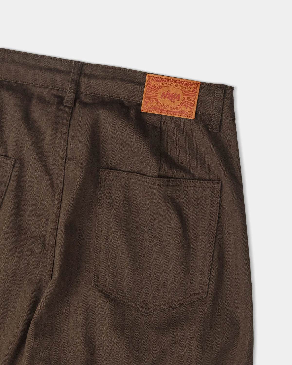 Pantalon Pleated Onigiri Herringbone Marron - Human With Attitude - vue 4