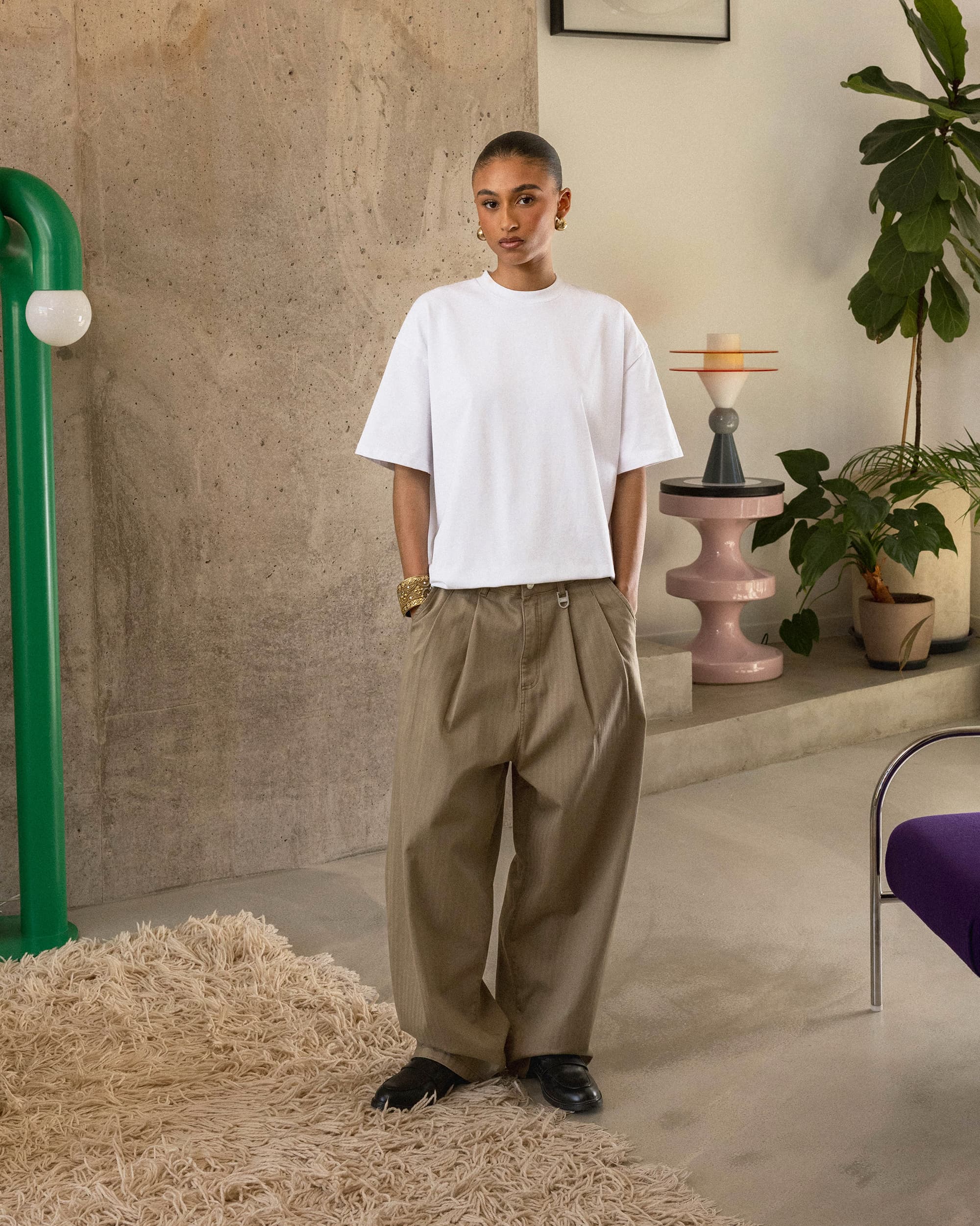 Pantalon Pleated Onigiri Herringbone