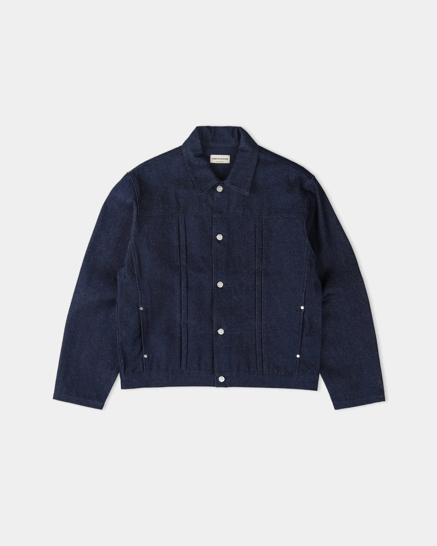 Veste en jean plissée Onigiri - Indigo