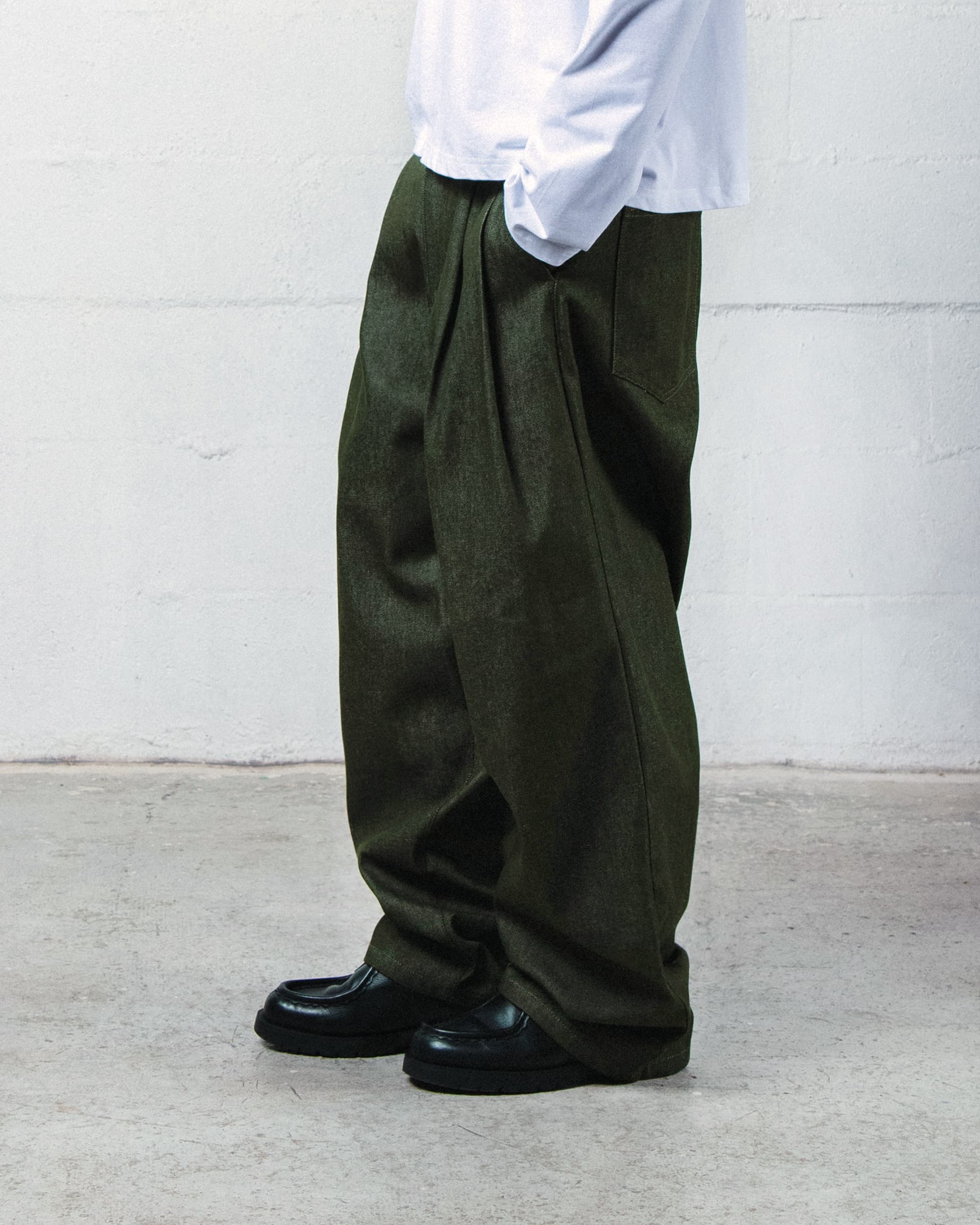 Jean PLEATED ONIGIRI - BRUT VERT