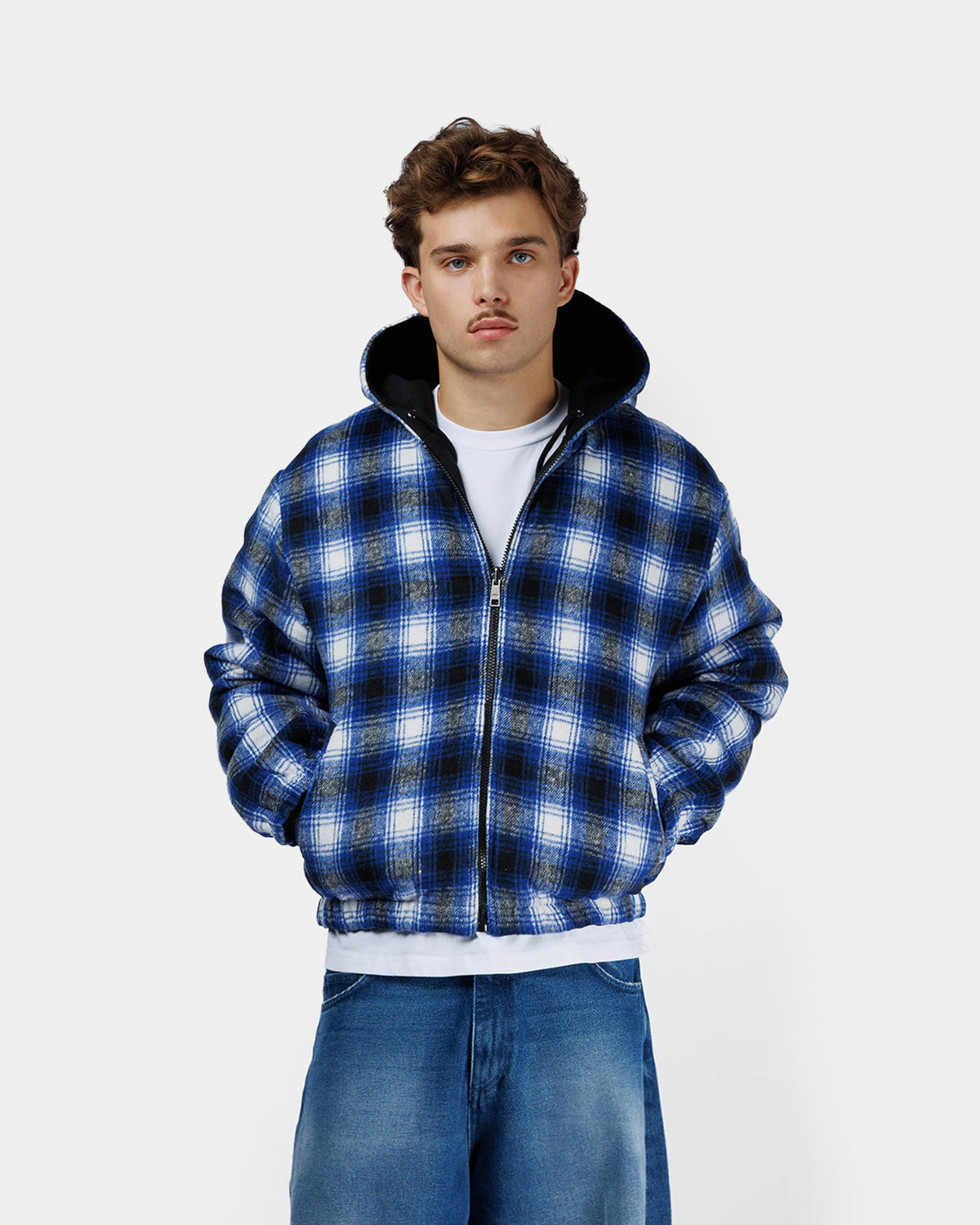 Wendbare Arbeitsjacke mit Kapuze – Blau