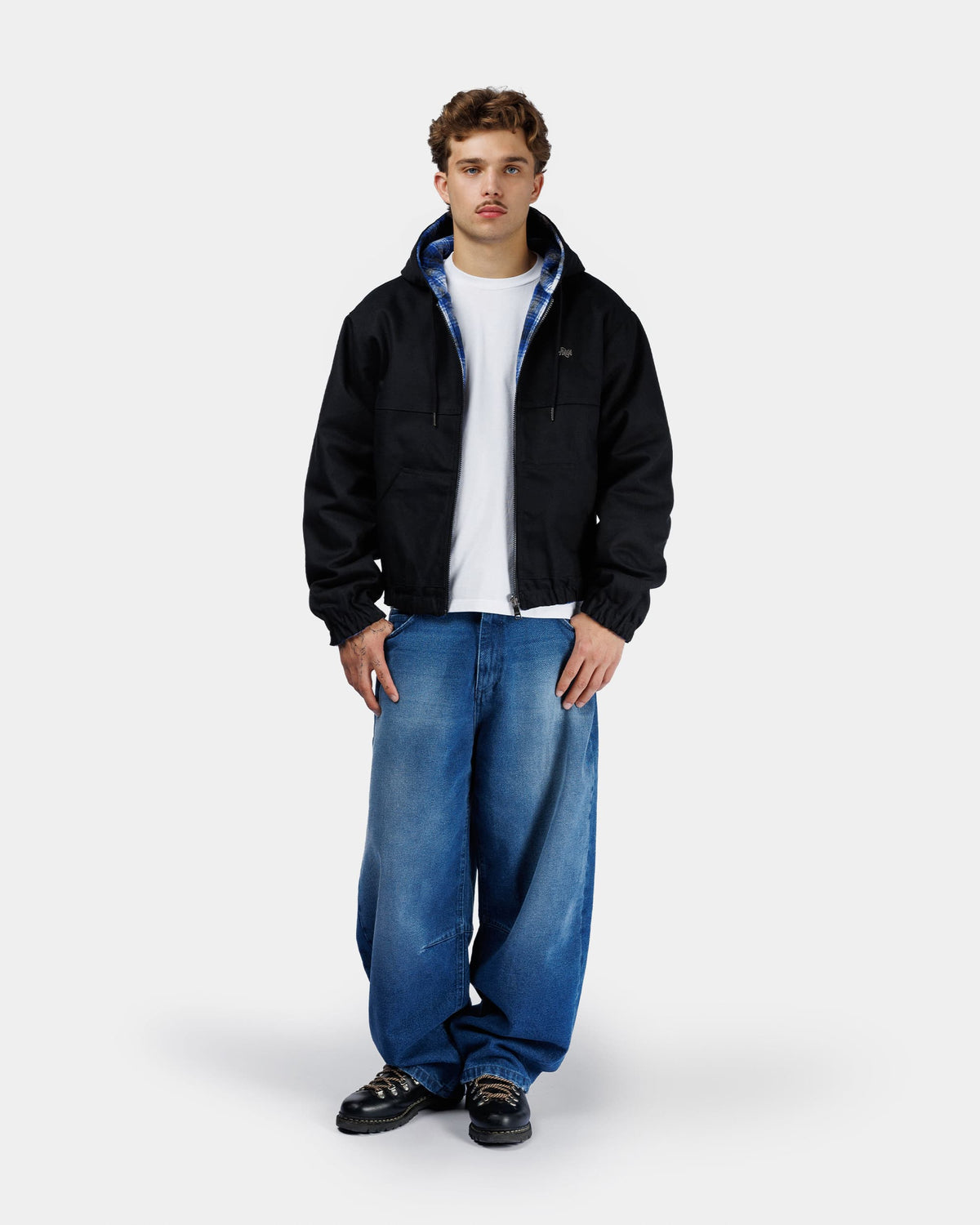 Wendbare Arbeitsjacke mit Kapuze – Blau