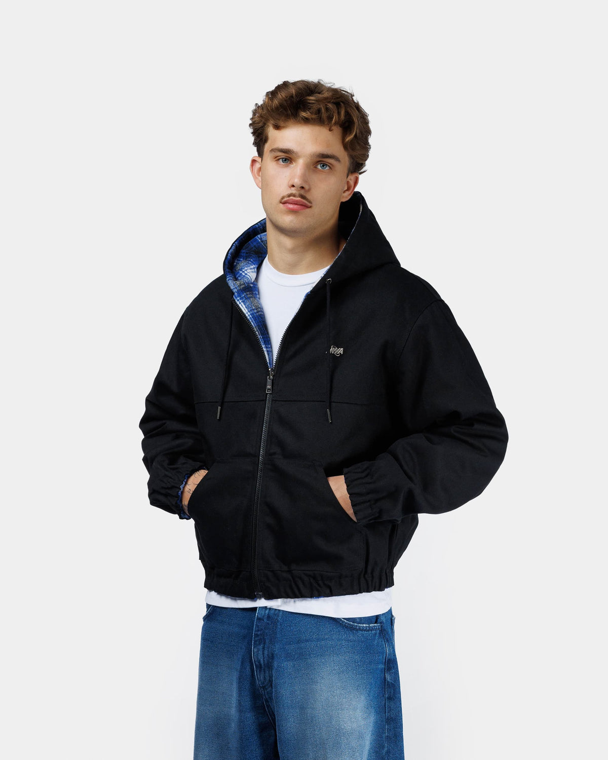 Wendbare Arbeitsjacke mit Kapuze – Blau