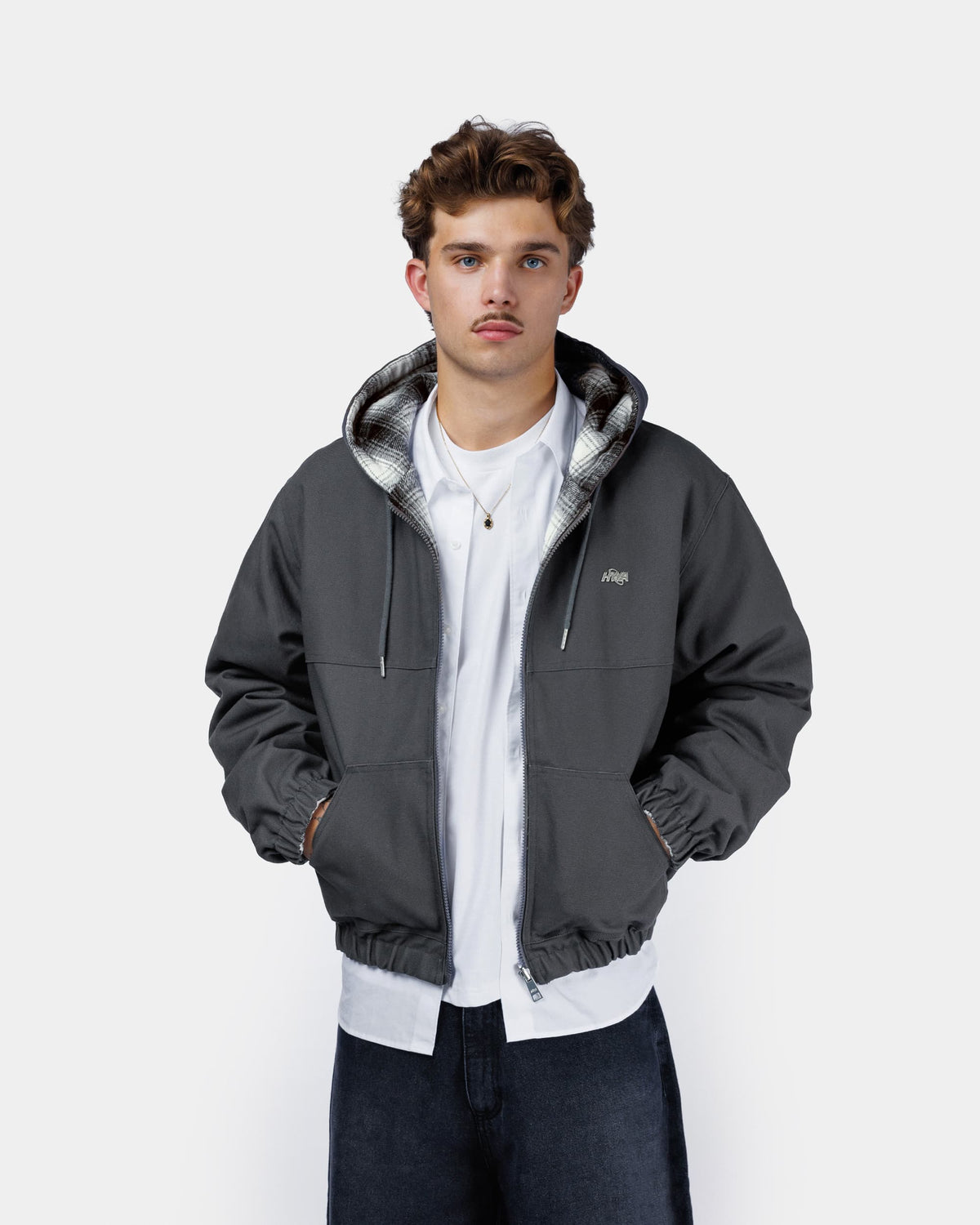 Wendbare Arbeitsjacke mit Kapuze – Grau