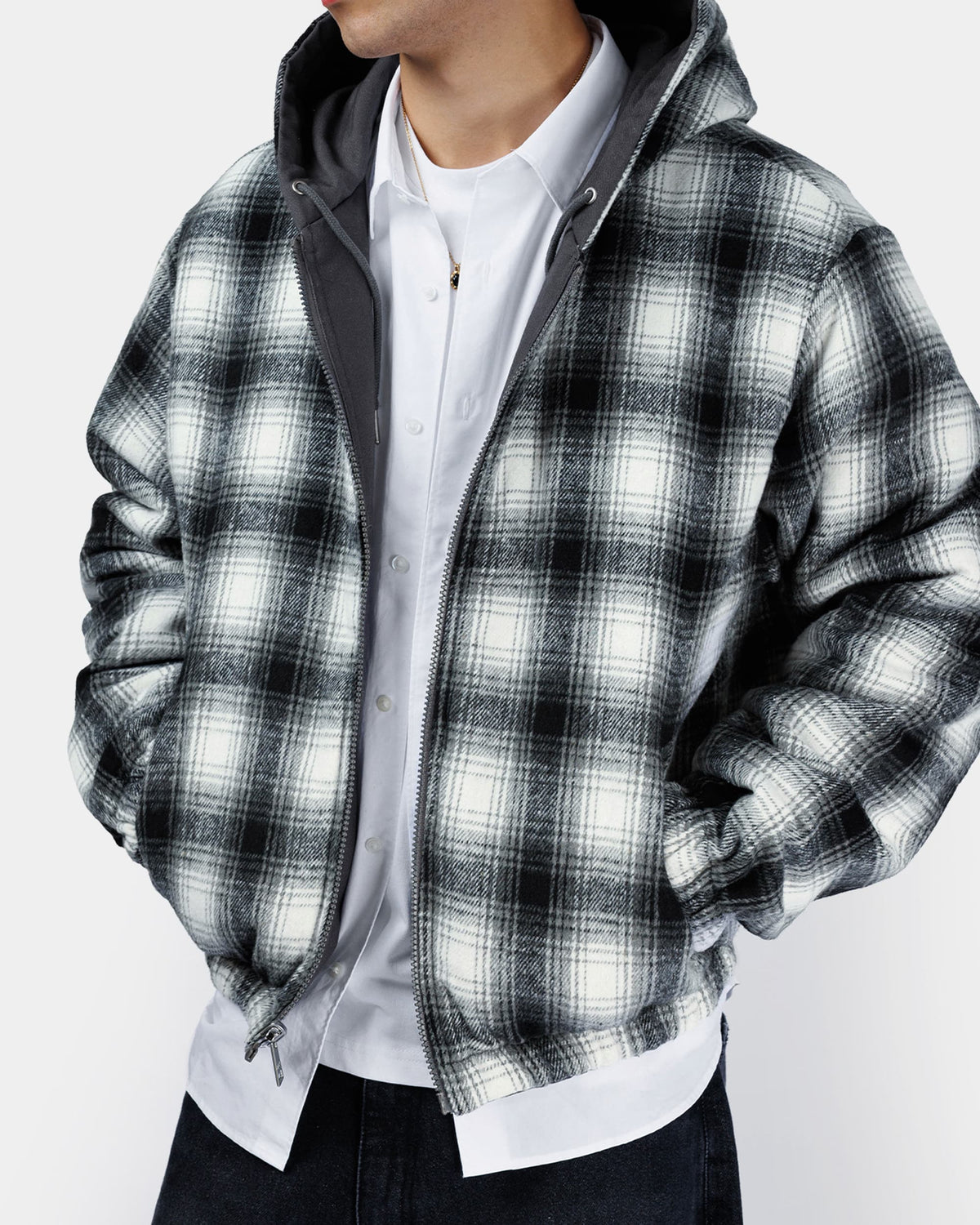Wendbare Arbeitsjacke mit Kapuze – Grau