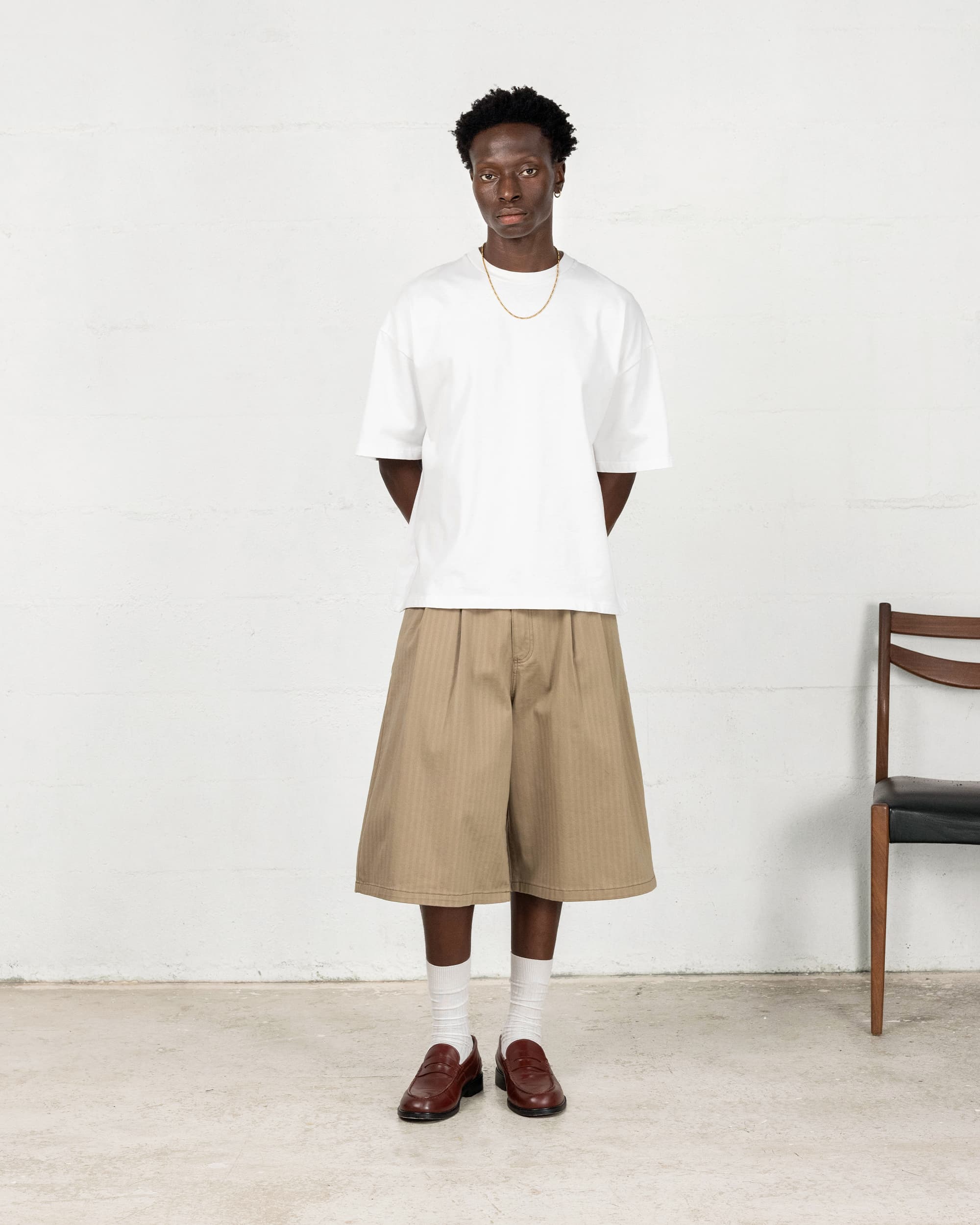 Short Pleated Onigiri - Beige