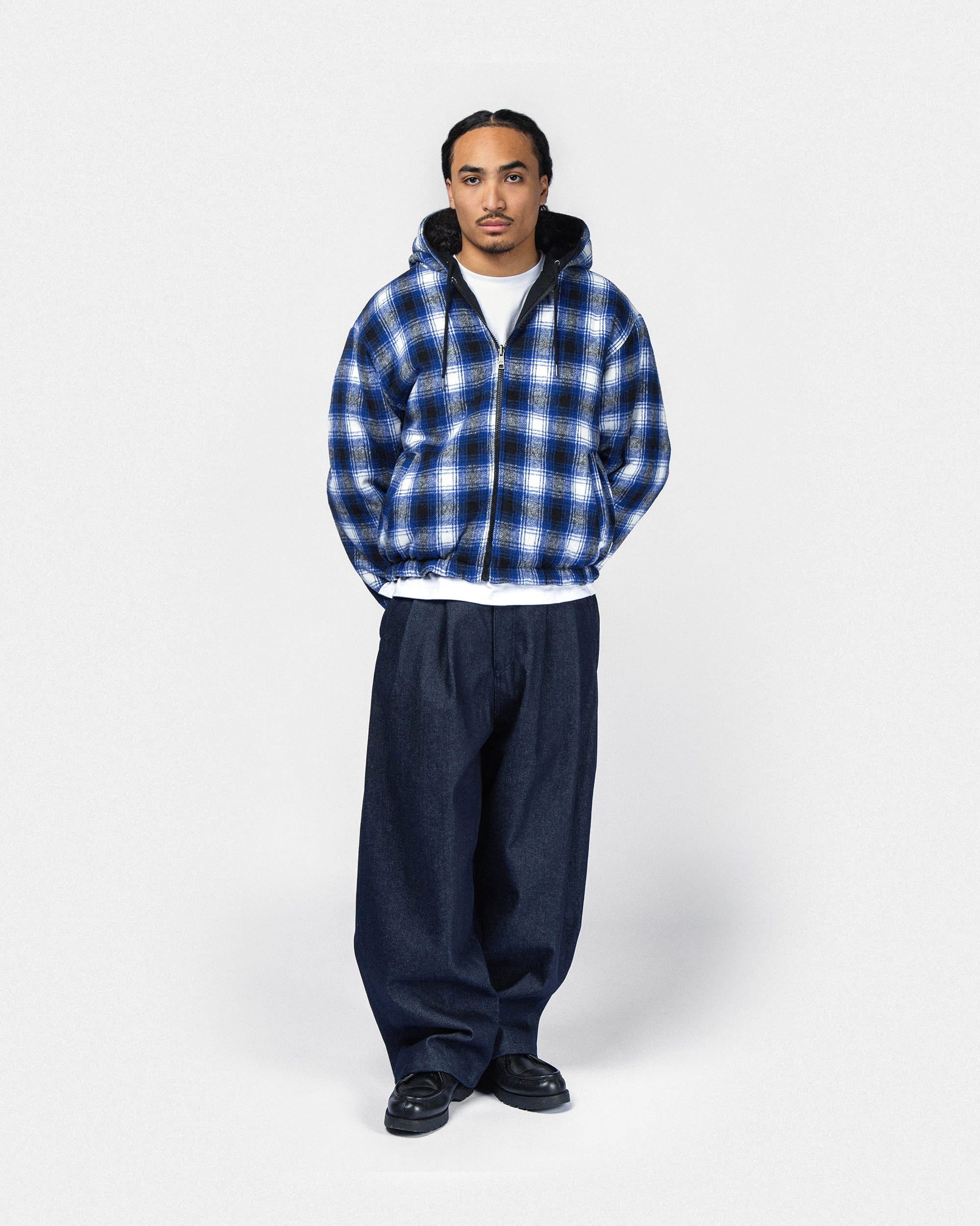 Blouson workwear à capuche réversible - Bleu