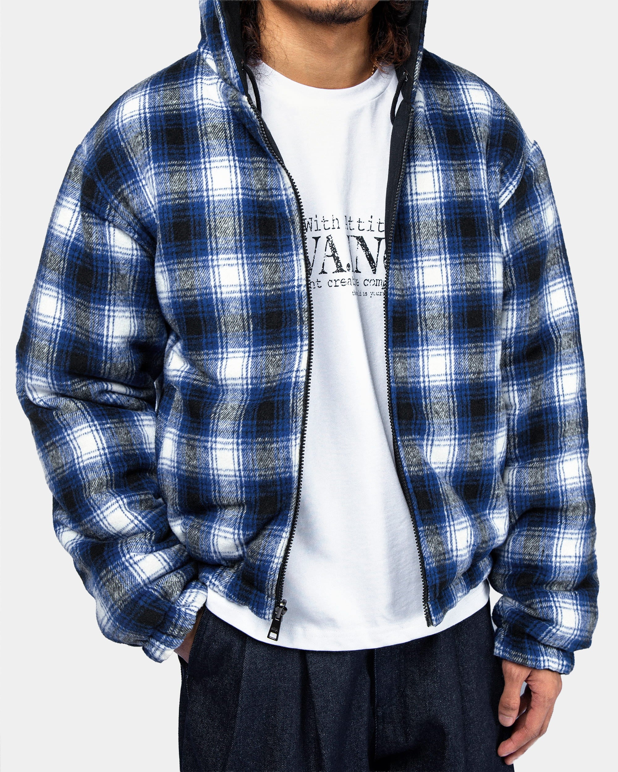 Blouson workwear à capuche réversible - Bleu