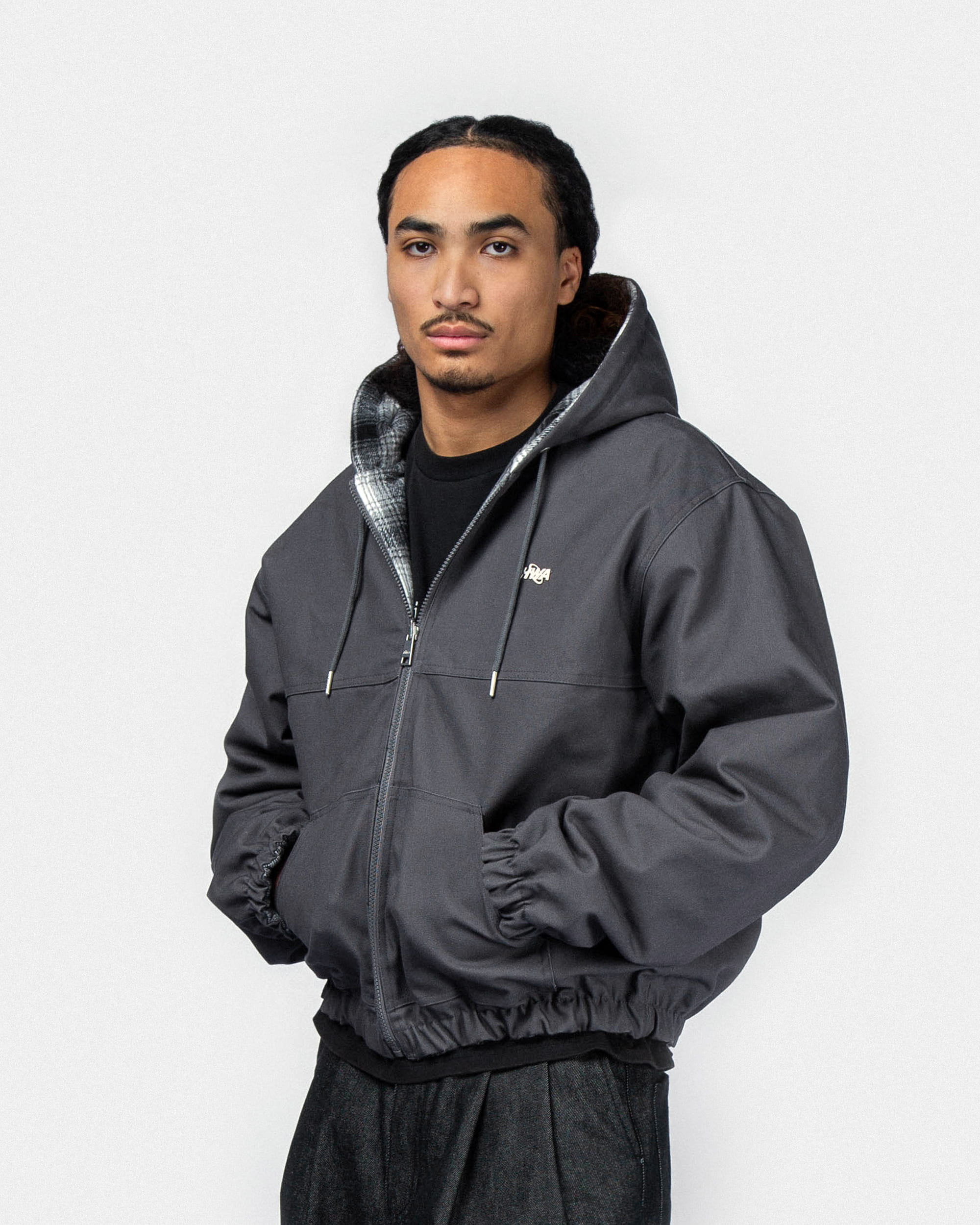 Blouson workwear à capuche réversible - Gris