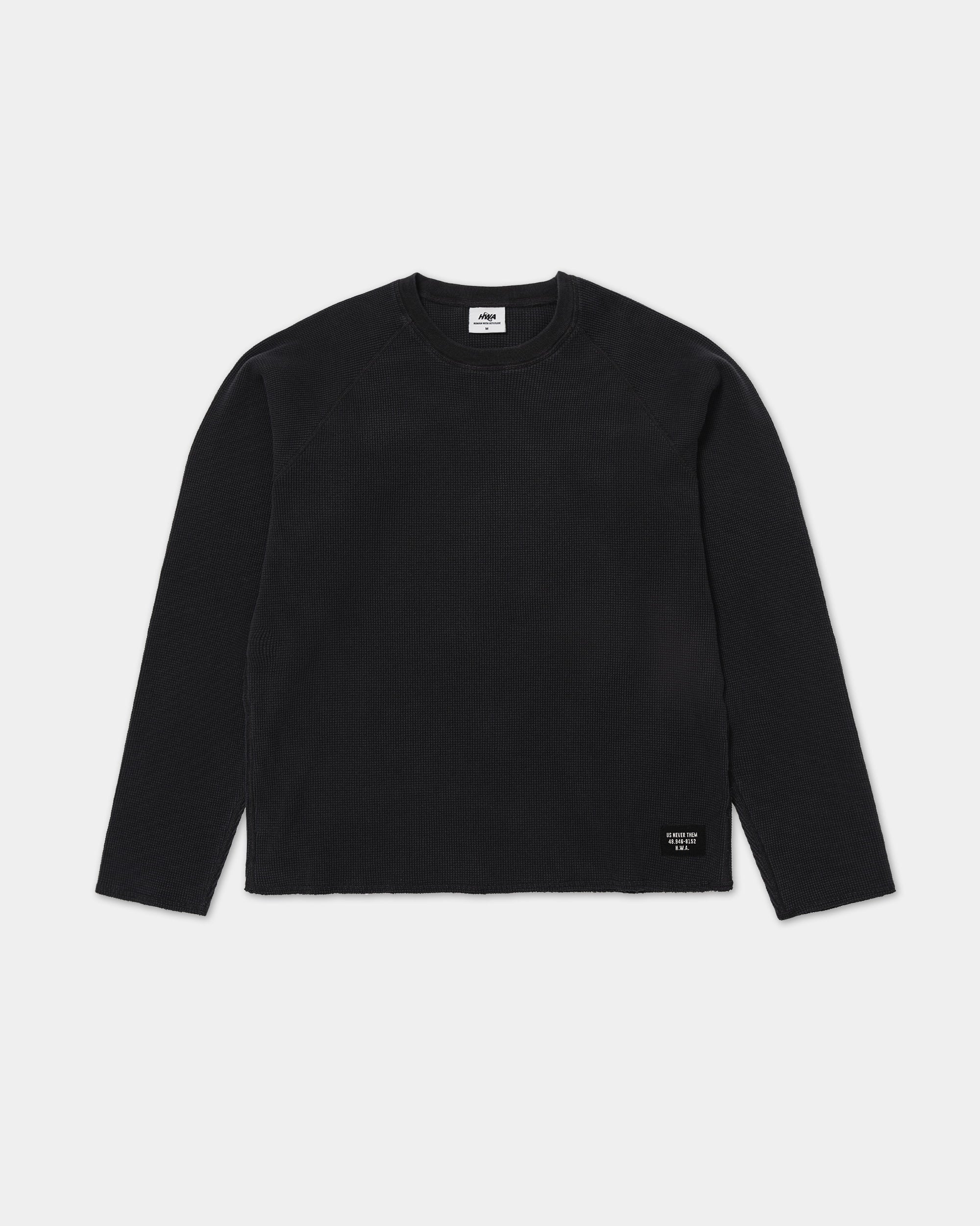 T-shirt Manches Longues Maille Gaufrée - Noir Délavé