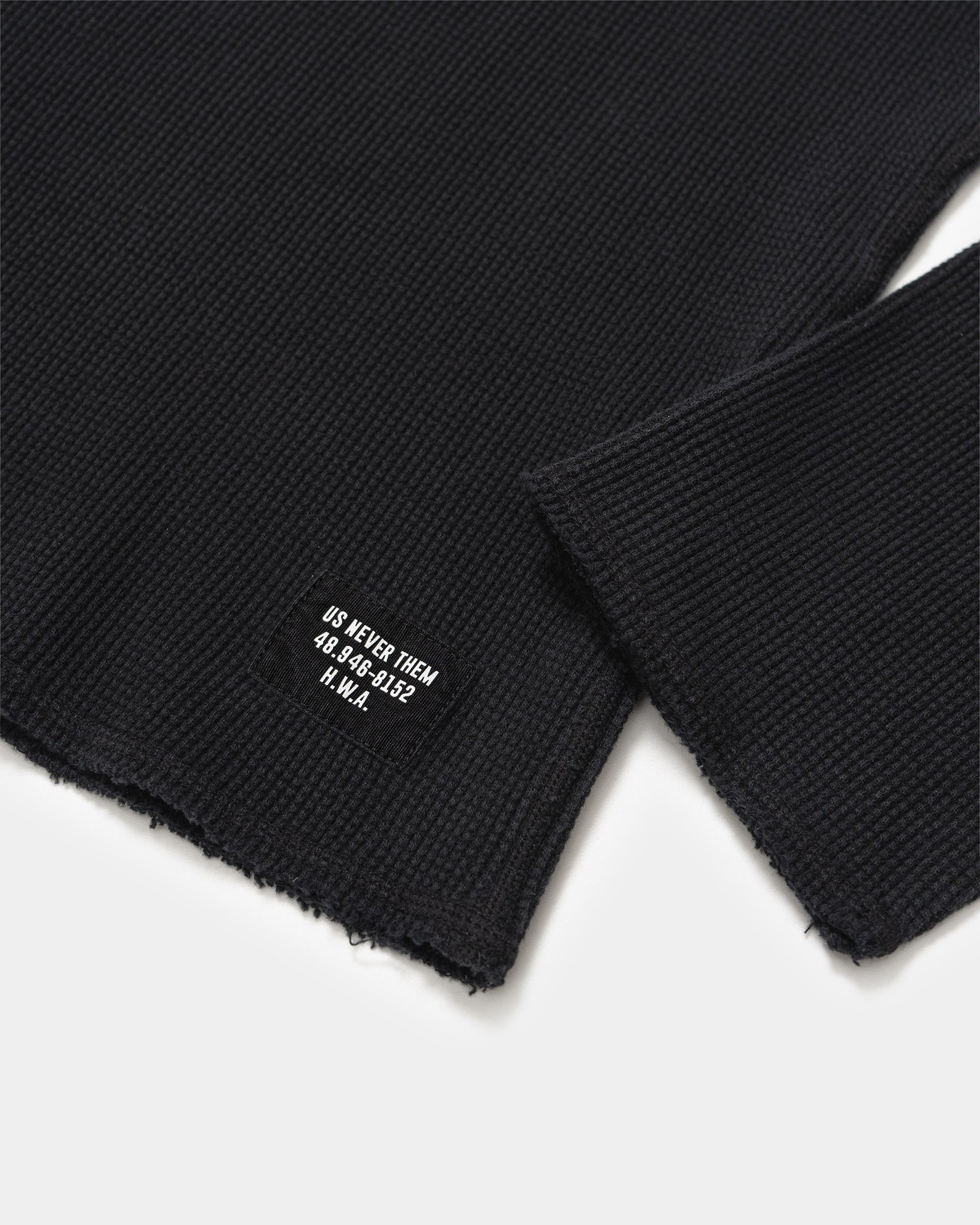 T-shirt Manches Longues Maille Gaufrée - Noir Délavé