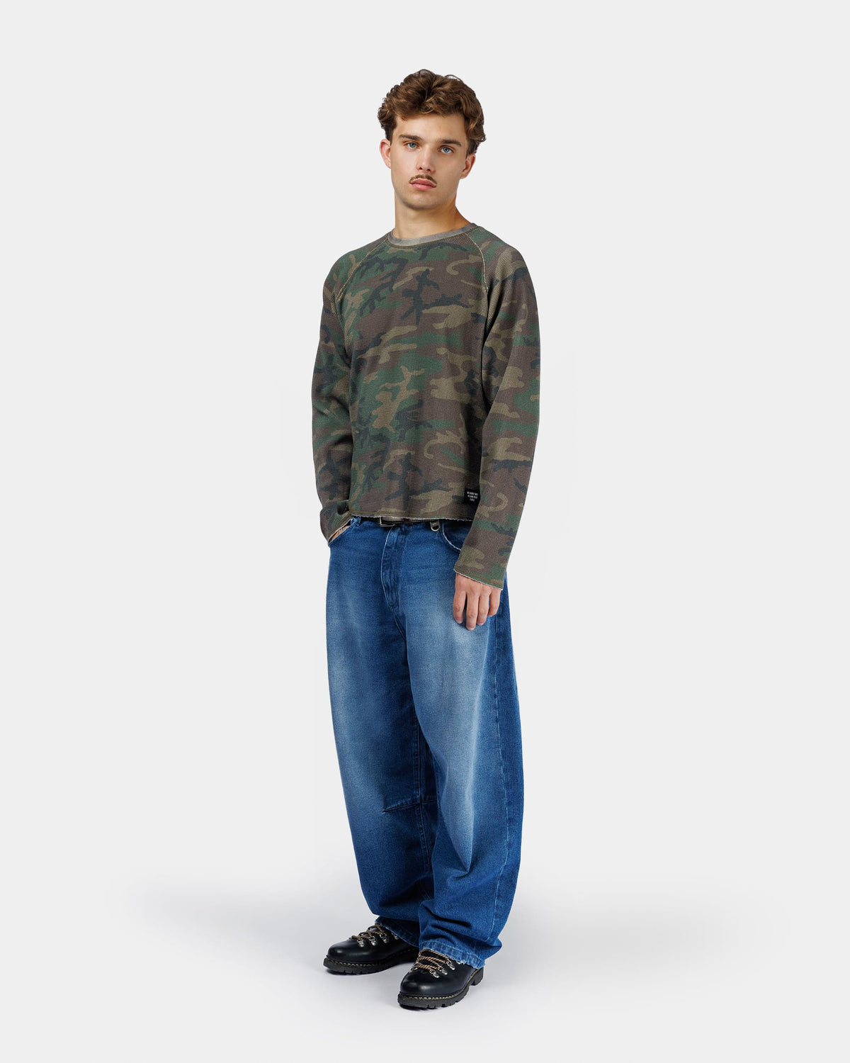 T-shirt Manches Longues Maille Gaufrée - Camo