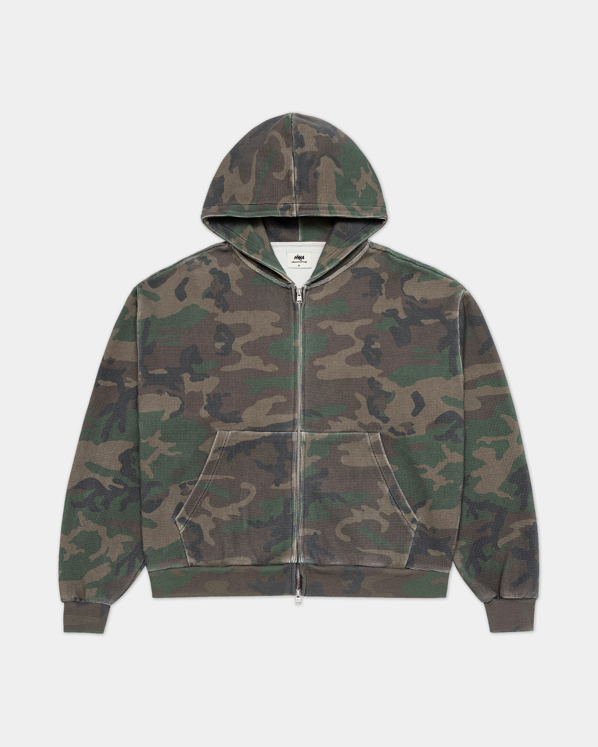 Sweat zippé à capuche en maille gaufrée