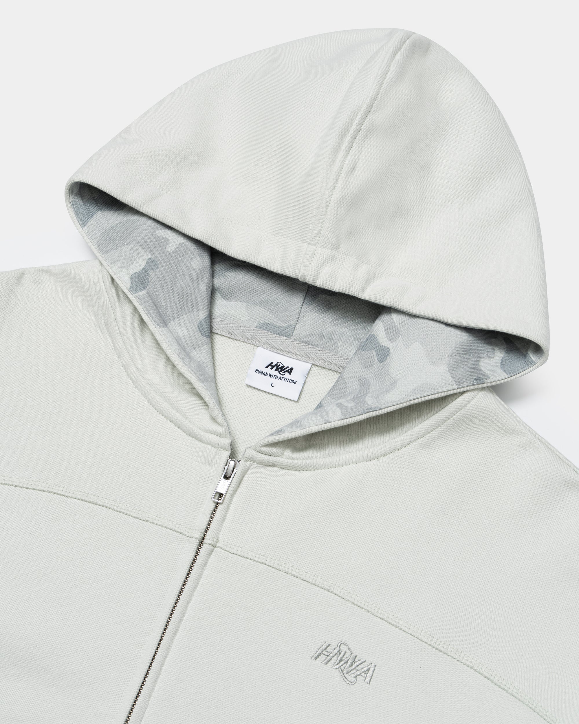 CAMO ZIP-UP HOODIE - GREY – Human With Attitude