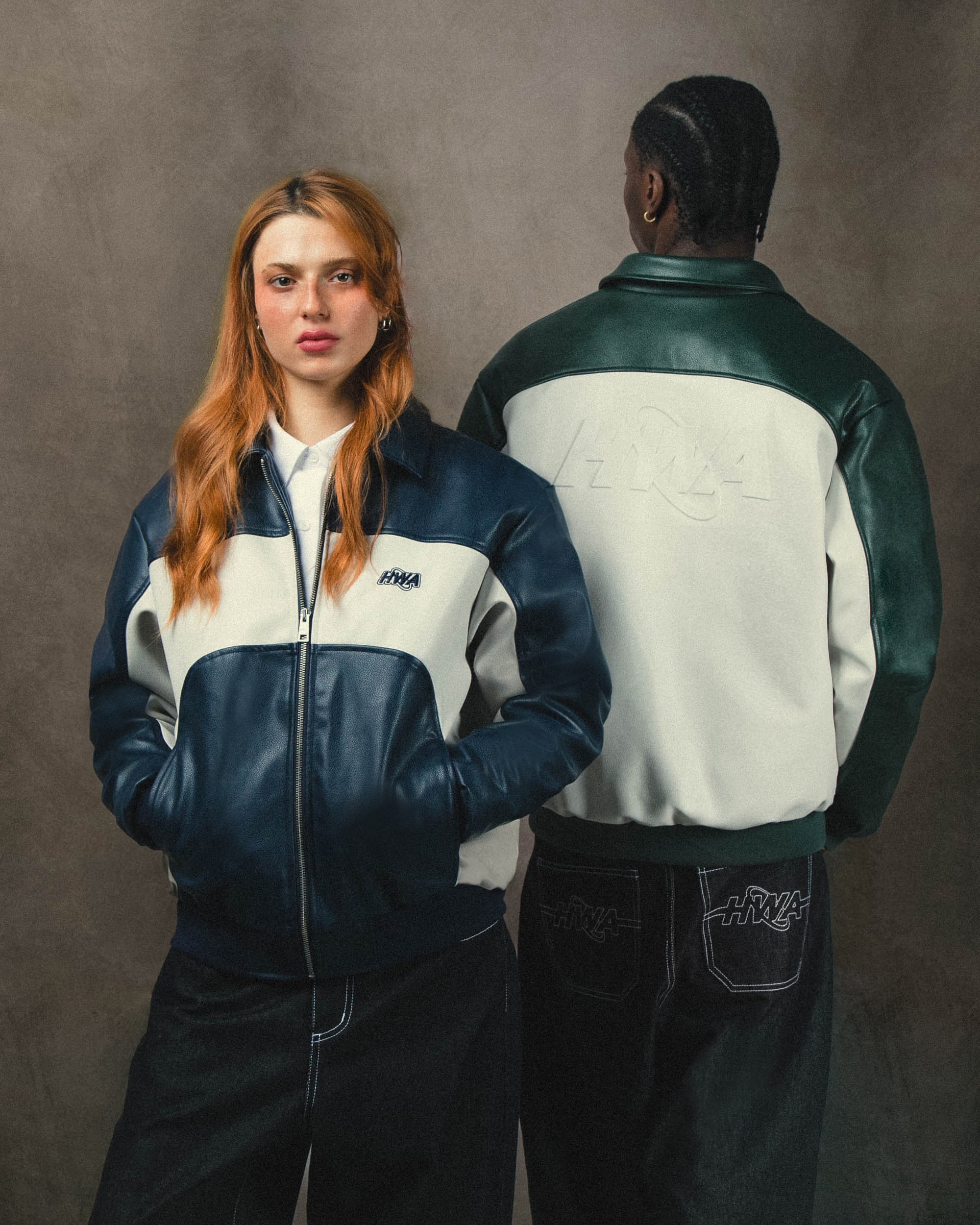 Veste en cuir Three 60 bleue duo