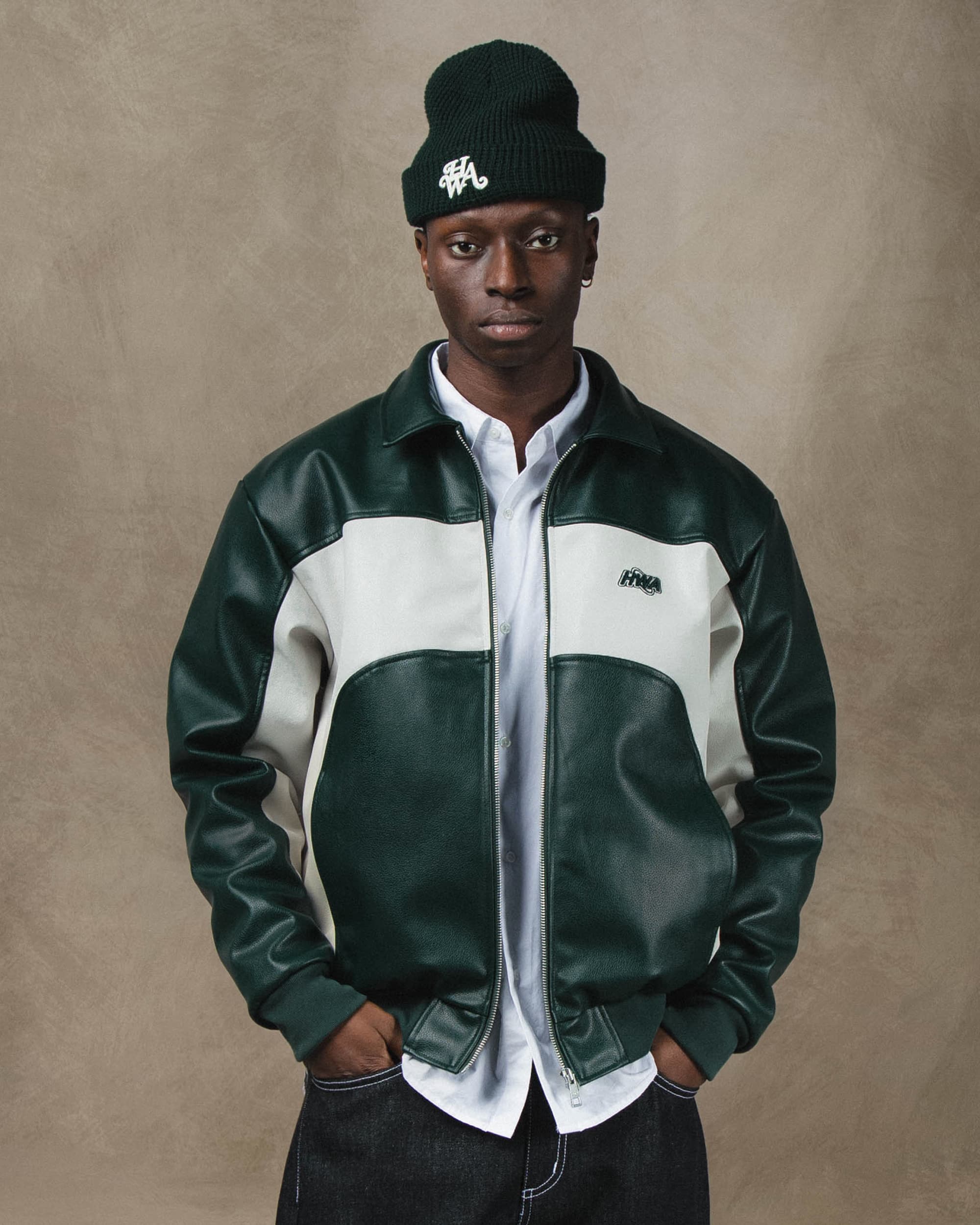 Veste en cuir Three 60 Verte lifestyle 1